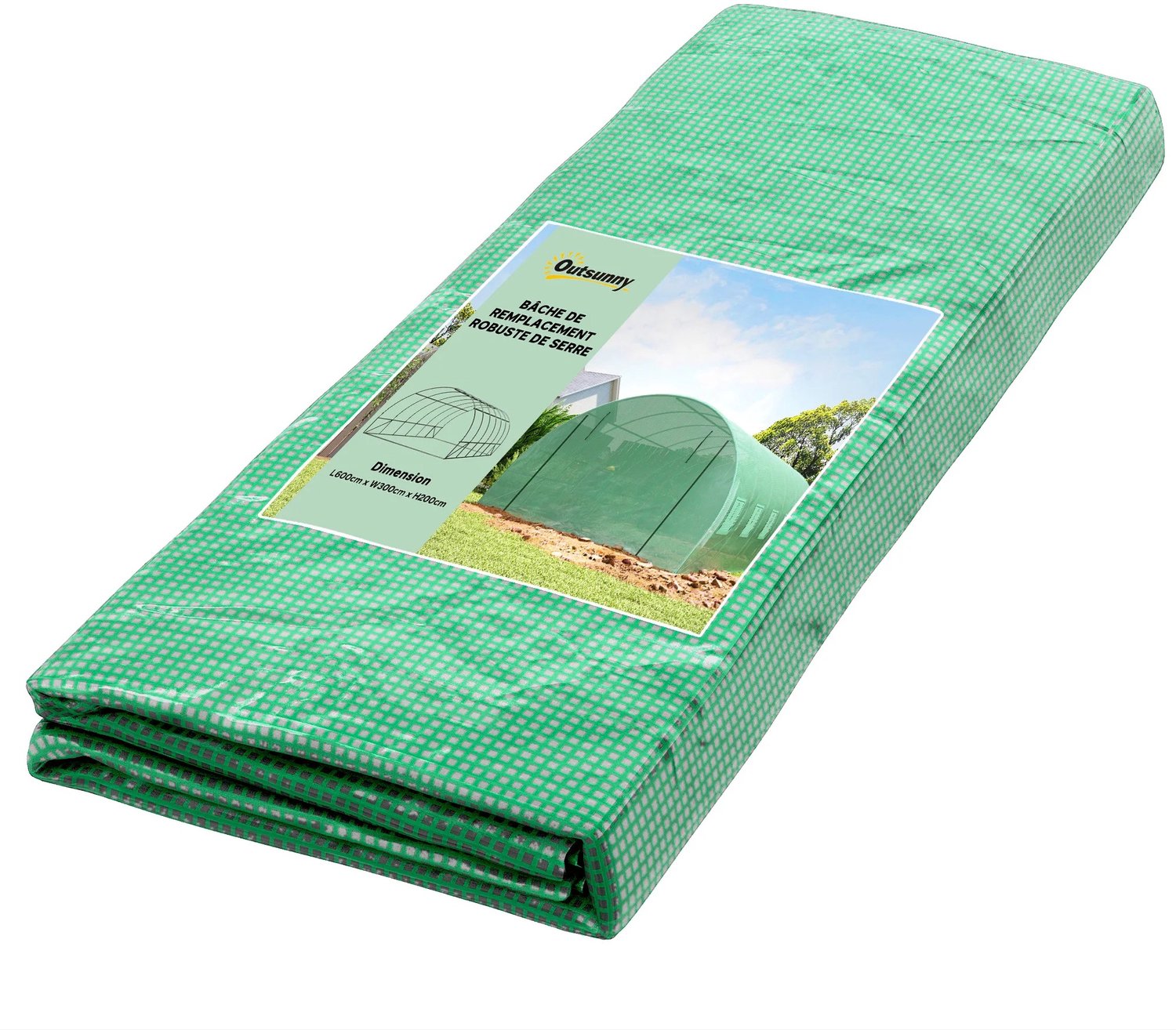 Nyoz reservedoek tunnelkas - Kasdoek - Afdekzeil - 6 x 3x 2 m - 18 m² - Waterdicht - 12 ramen met hor - Ritsdeur - PE - Lichtgroen
