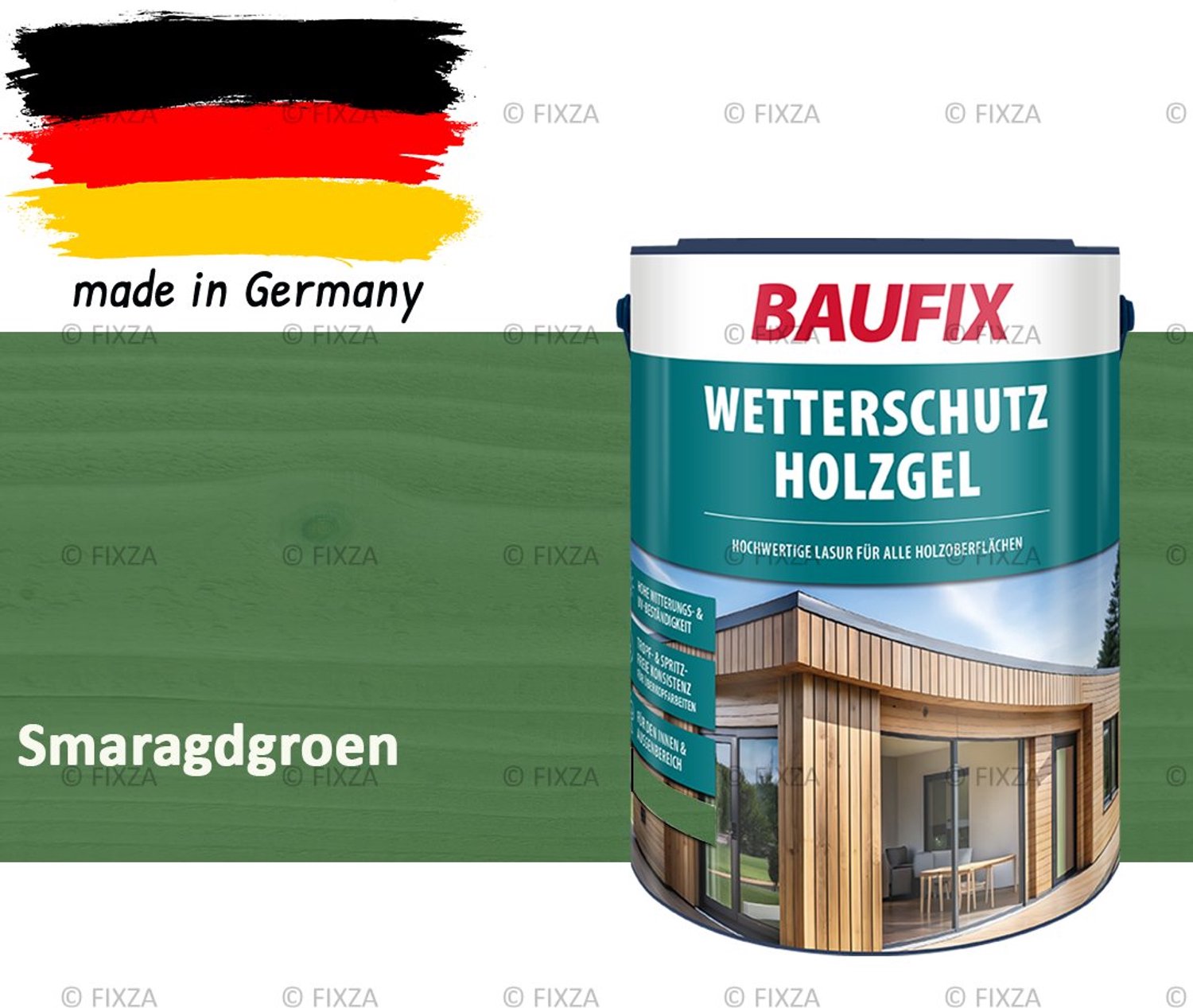BAUFIX Buitenbeits – Smaragdgroen – Zijdeglans – 5 Liter – Voor Schutting, Tuinhuis & Blokhut – UV- & Weerbestendig