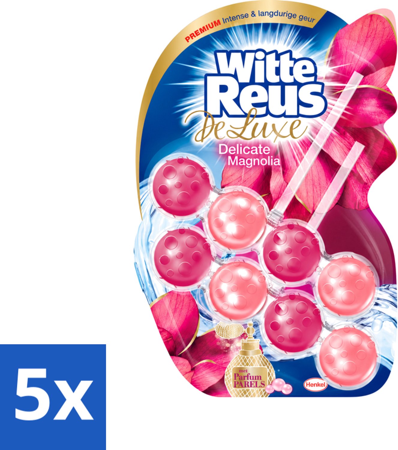5 x Witte Reus - Toiletblok - DeLuxe Delicate Magnolia - 2 Toiletblokken - Voordeelverpakking - 5 stuks