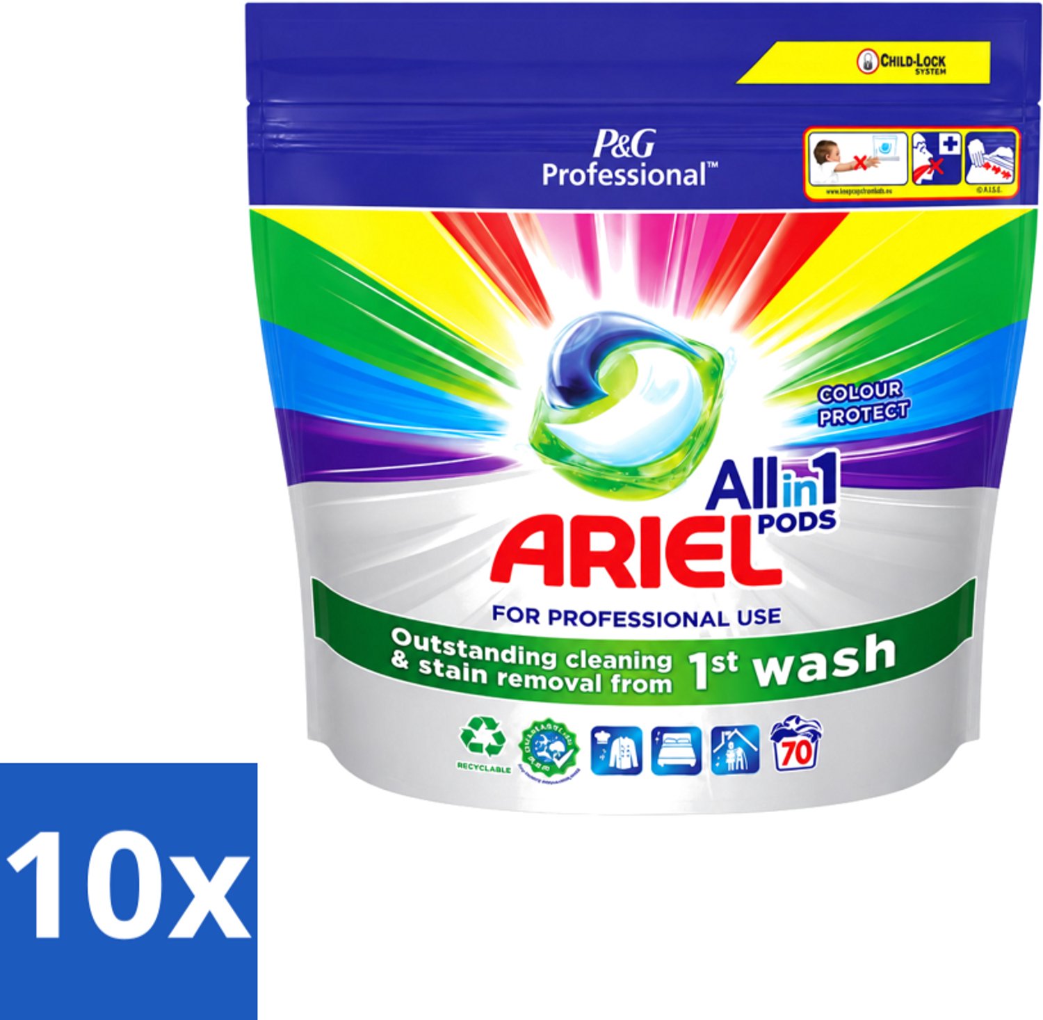 10 x Ariel - Color - All-In-1 Wasmiddel Pods - Beschermt Kleuren - 70 Wasbeurten - Voordeelverpakking - 10 stuks