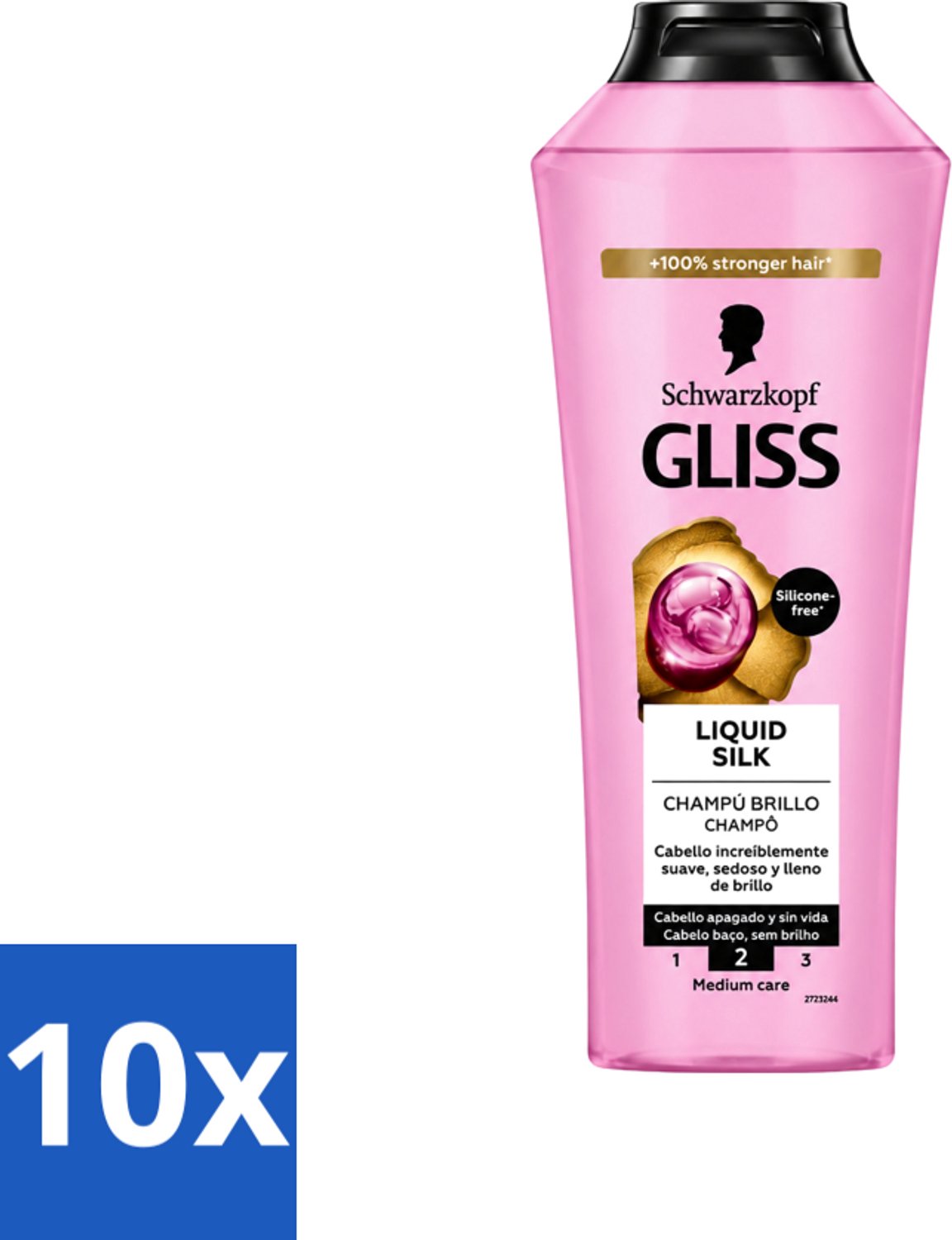 10 x Gliss-Kur - Shampoo - Liquid Silk - Zijdezachte Haarverzorging - 400 ml - Voordeelverpakking - 10 stuks