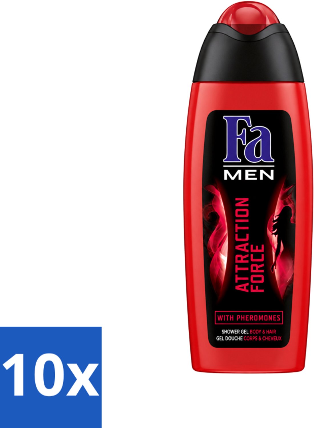 10 x Fa - Douchegel - Attraction Force - Mannen Lichaam & Haar - Bergamot & Limoen - Verfrissend - 250 ml - Voordeelverpakking - 10 stuks