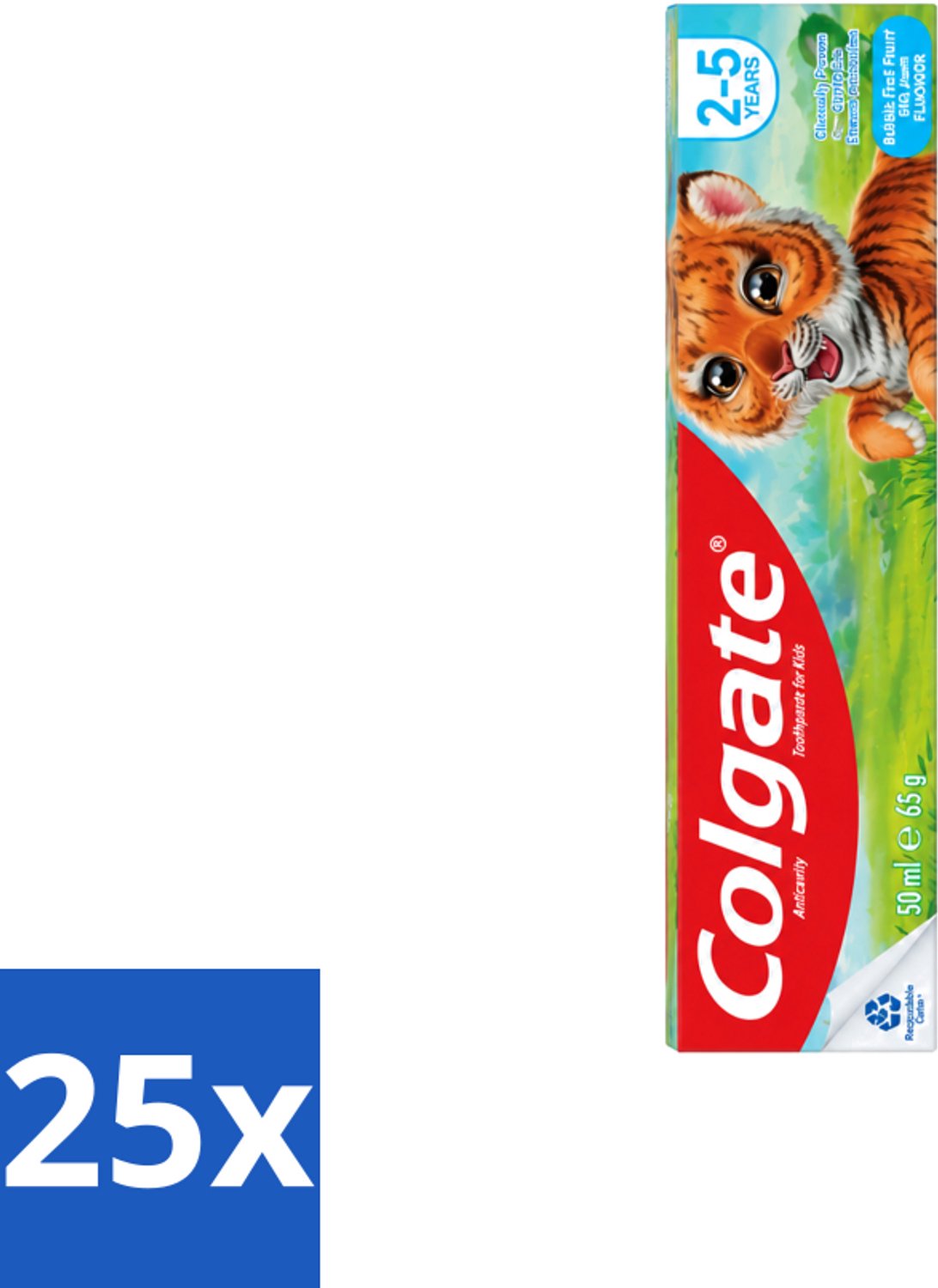 25 x Colgate - Bubble Fruit - Kindertandpasta - Voor 2 tot 5 jaar oud - 50ml - Voordeelverpakking - 25 stuks