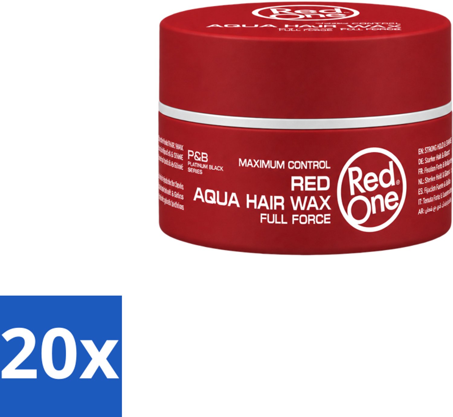 20 x Red One - Haarwax - Red - Aqua Hair Wax - Voor Stevige Styling & Glanzend Resultaat - 150 ml - Voordeelverpakking - 20 stuks