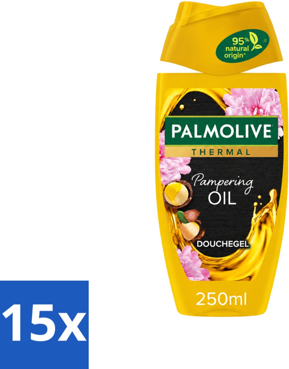 15 x Palmolive Thermal - Douchegel - Pampering Oil - Verzorgend & Herstel - 250 ml - Voordeelverpakking - 15 stuks