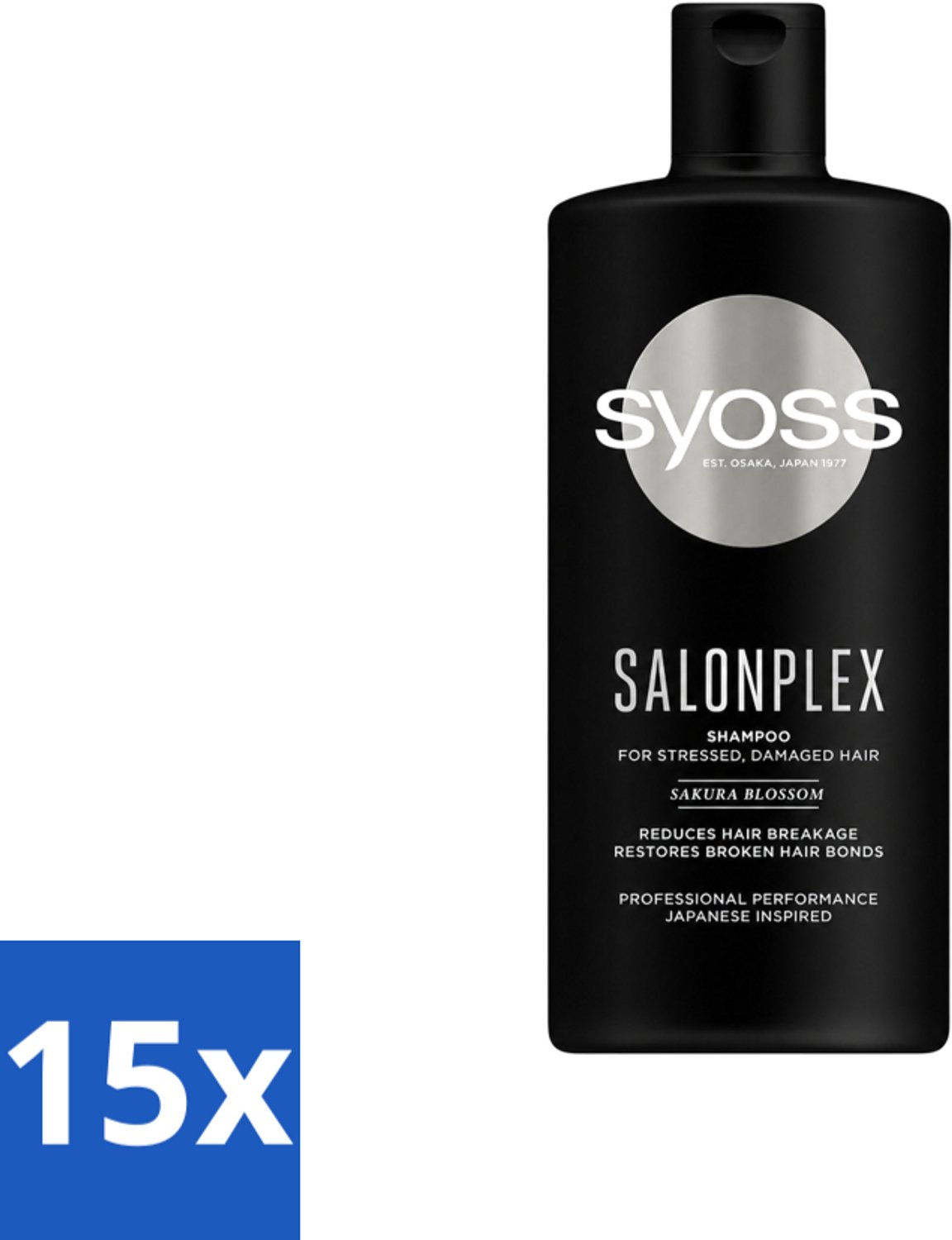 15 x Syoss Salonplex Shampoo - Shampoo - Bescherming - 440 ml - Voordeelverpakking - 15 stuks