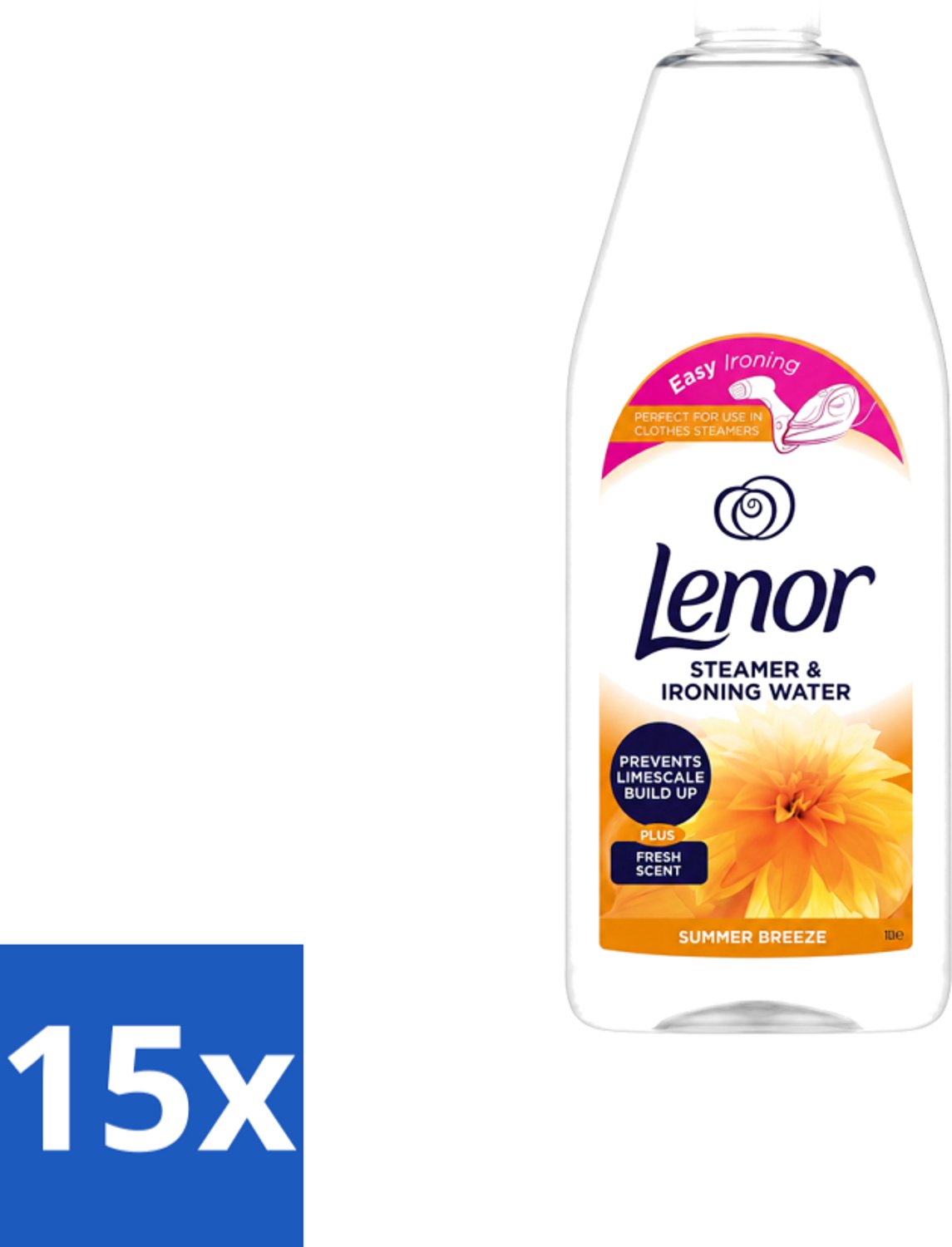 15 x Lenor - Strijkwater - Summer Breeze - Textielverfrisser - 1000 ml - Voordeelverpakking - 15 stuks