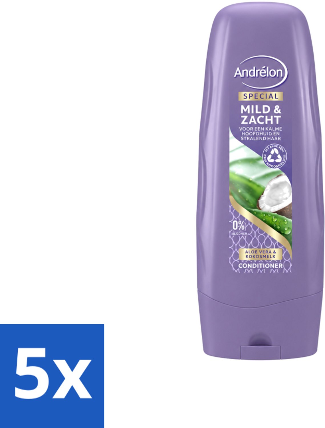 5 x Andrélon - Mild & Zacht - Conditioner - Voor Gevoelige Hoofdhuid - 300 ml - Voordeelverpakking - 5 stuks