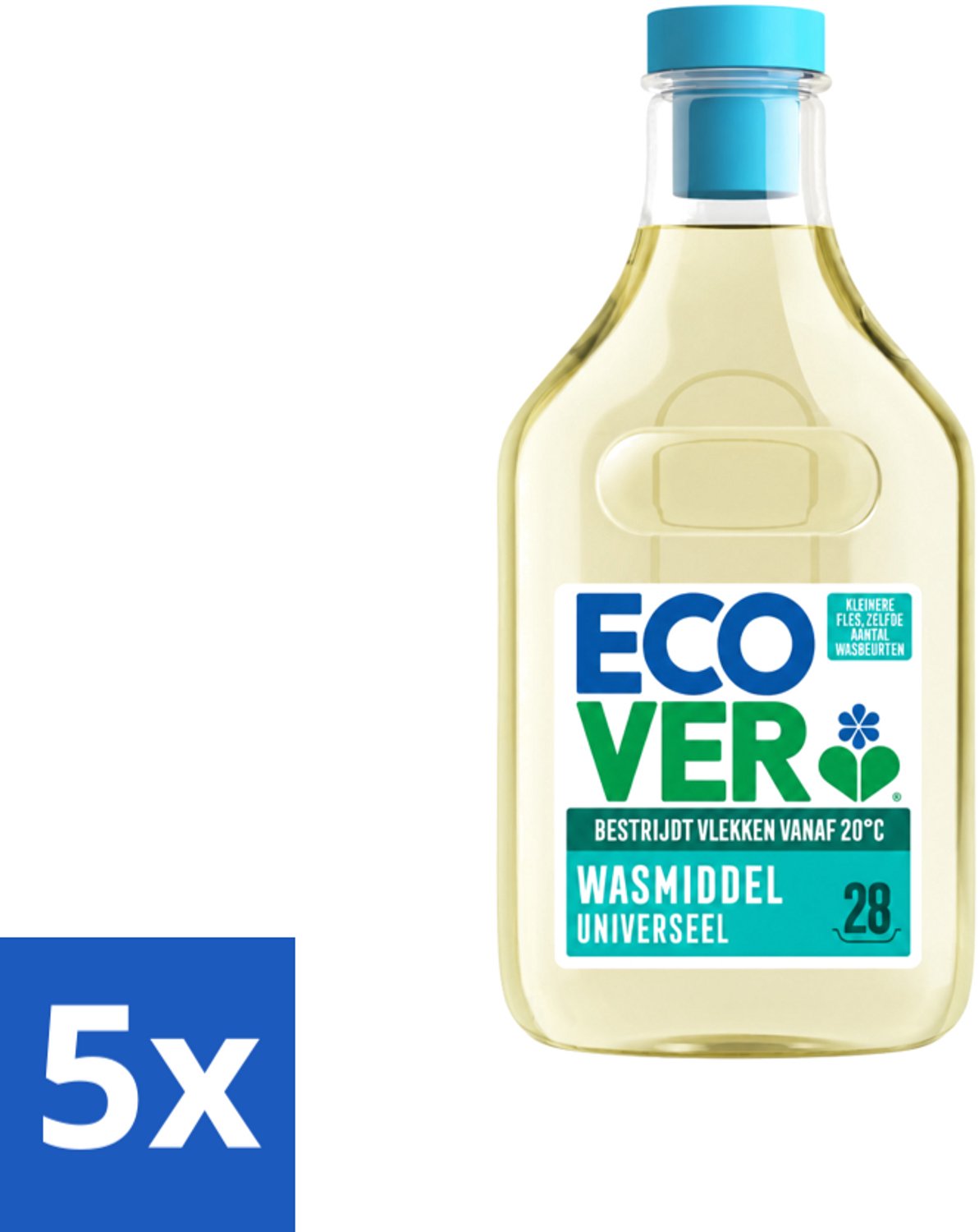 5 x Ecover - Vloeibaar Wasmiddel - Universeel - Kamperfoelie & Jasmijn - 1 L - 28 Wasbeurten - Voordeelverpakking - 5 stuks