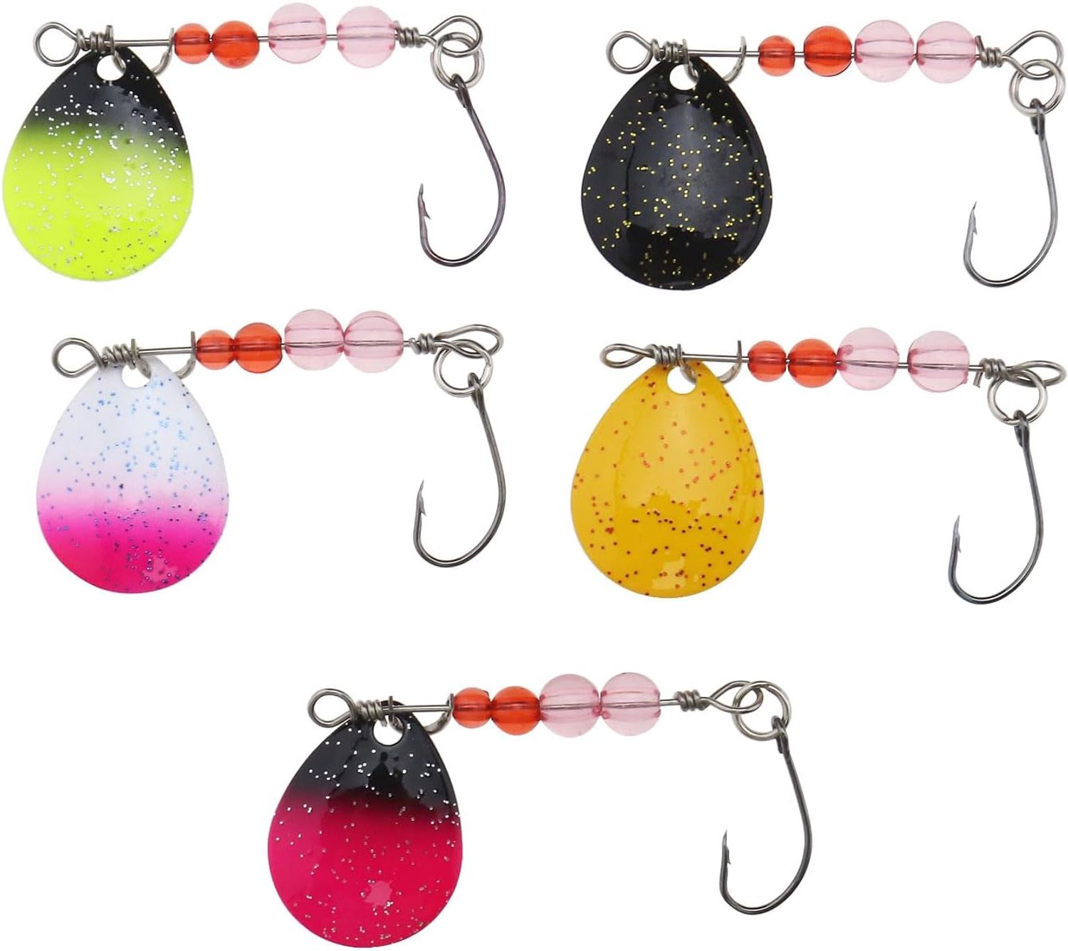 5x Vis Lokaas Set Spinner Baits met Enkele Haak voor Forel & Baars