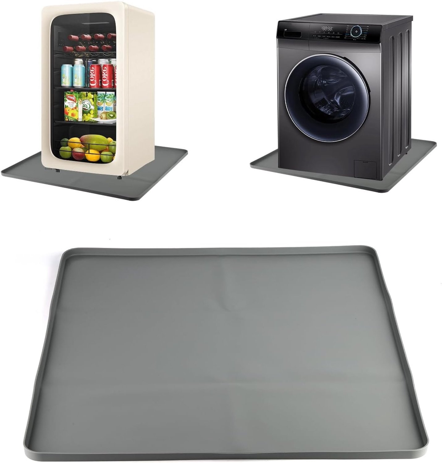 Waterdichte Siliconen Vloerbescherming voor Wasmachines, Droogmachines en Koelkasten, 60 x 65 cm, Lekbescherming en Onderhoudsoplossing