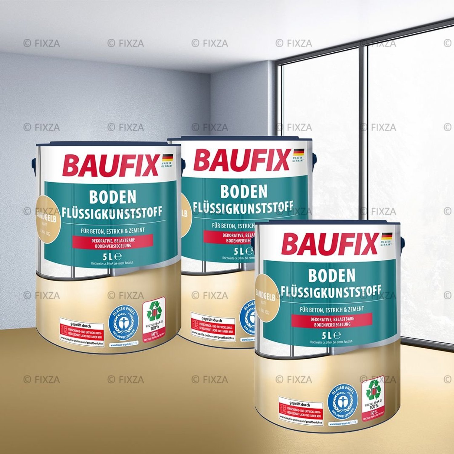 BAUFIX Betonverf vloeren Voordeelverpakking zandgeel 45 m²