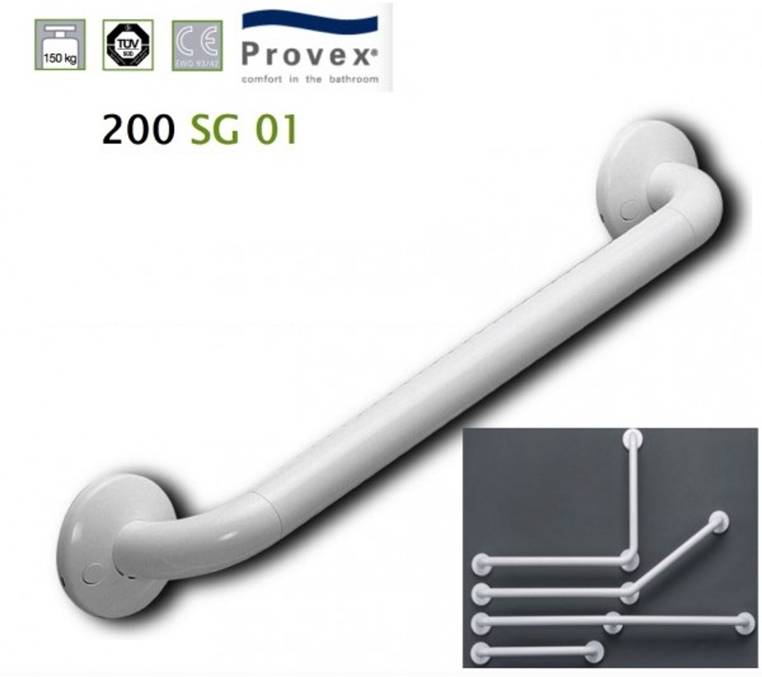 Provex S200 - wandgreep - recht - aluminium wit - 65 cm - 0003SG31PM