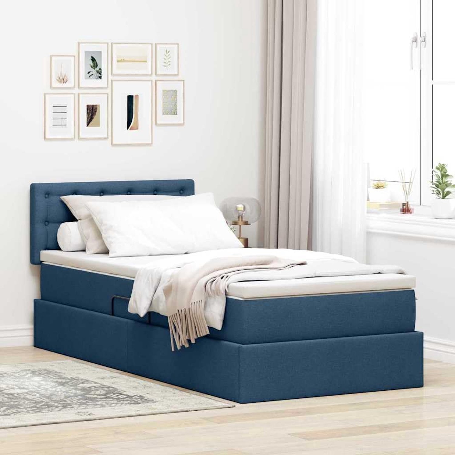 Opbergbed met hydraulisch liftsysteem minimalistisch Blauw 100x200 cm