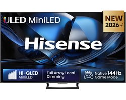 Hisense 55U7SE - Televisie - ULED - Smart TV - Wifi - HDR-ondersteuning - Zwart - Dolby Atmos - Mini LED