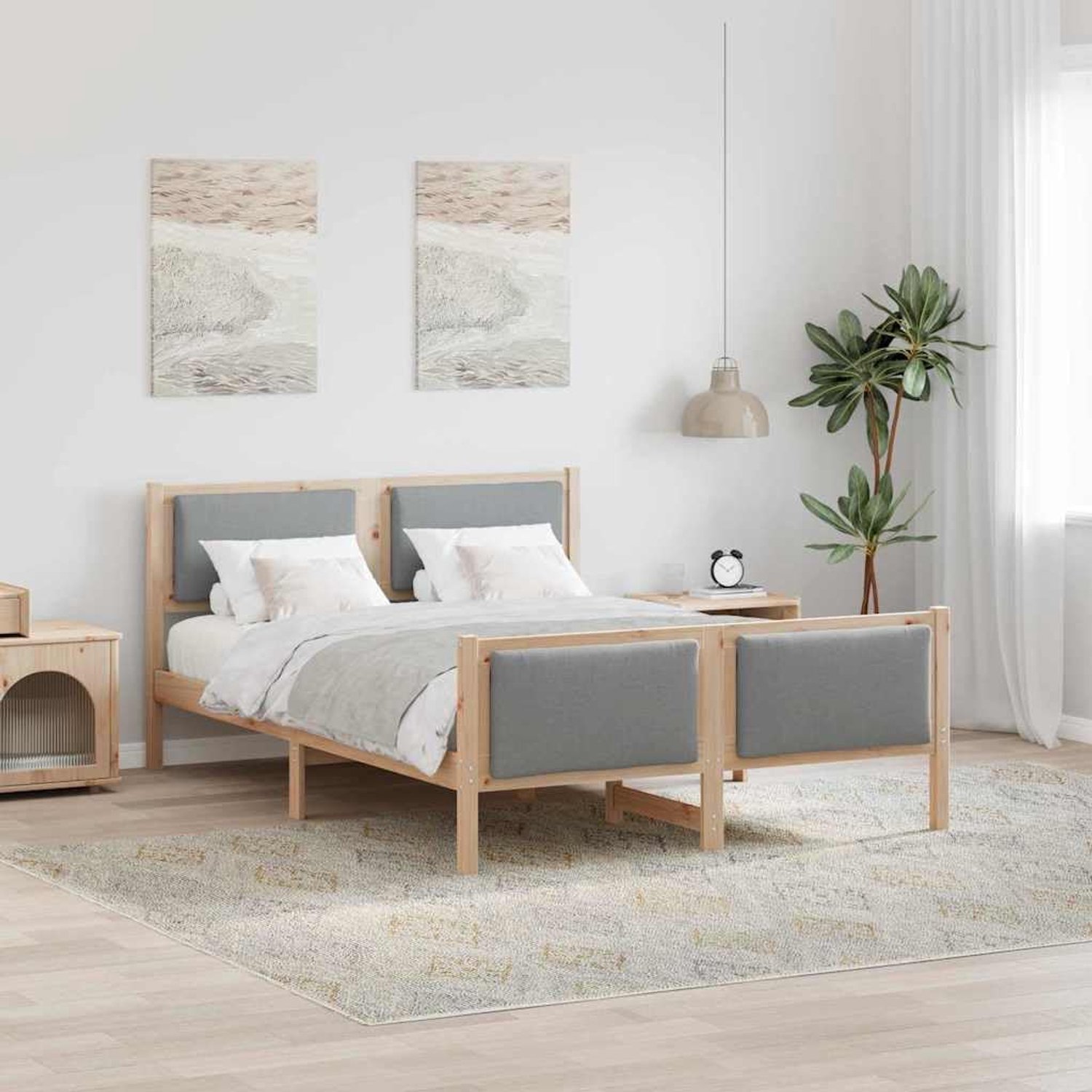 Grenenhout Modern Rechthoekig Lightgrijs 160 x 200 cm