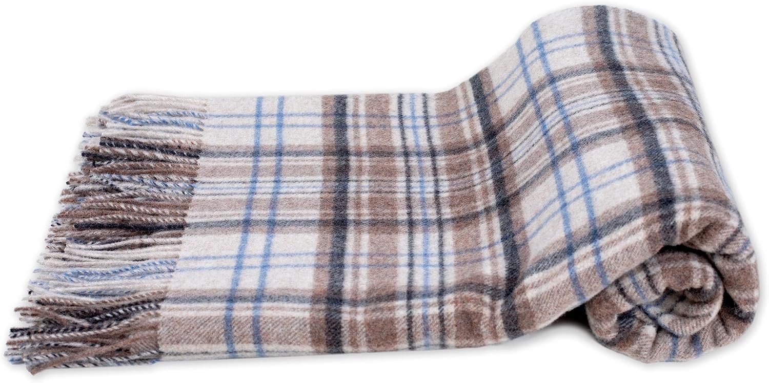 Plaid, 100% zuivere wol, afmeting 150 x 180 cm (nougat)