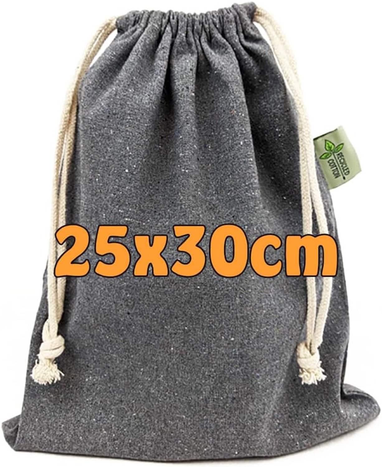 Tas van gerecycled katoen met koordsluiting | 25 x 30 cm | onbedrukt | cosmeticazakje | sokkenzakje | stoffen zakje om te beschilderen | sieradenzakje, trekkoordzakje (25)