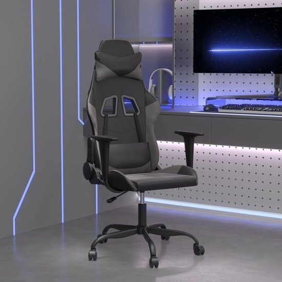 Gamingstoel - Computerstoel Racestoel - Comfortabel zitten - Verstelbare rugleuning - 1 stuk - Zwart Grijs — afbeelding 2