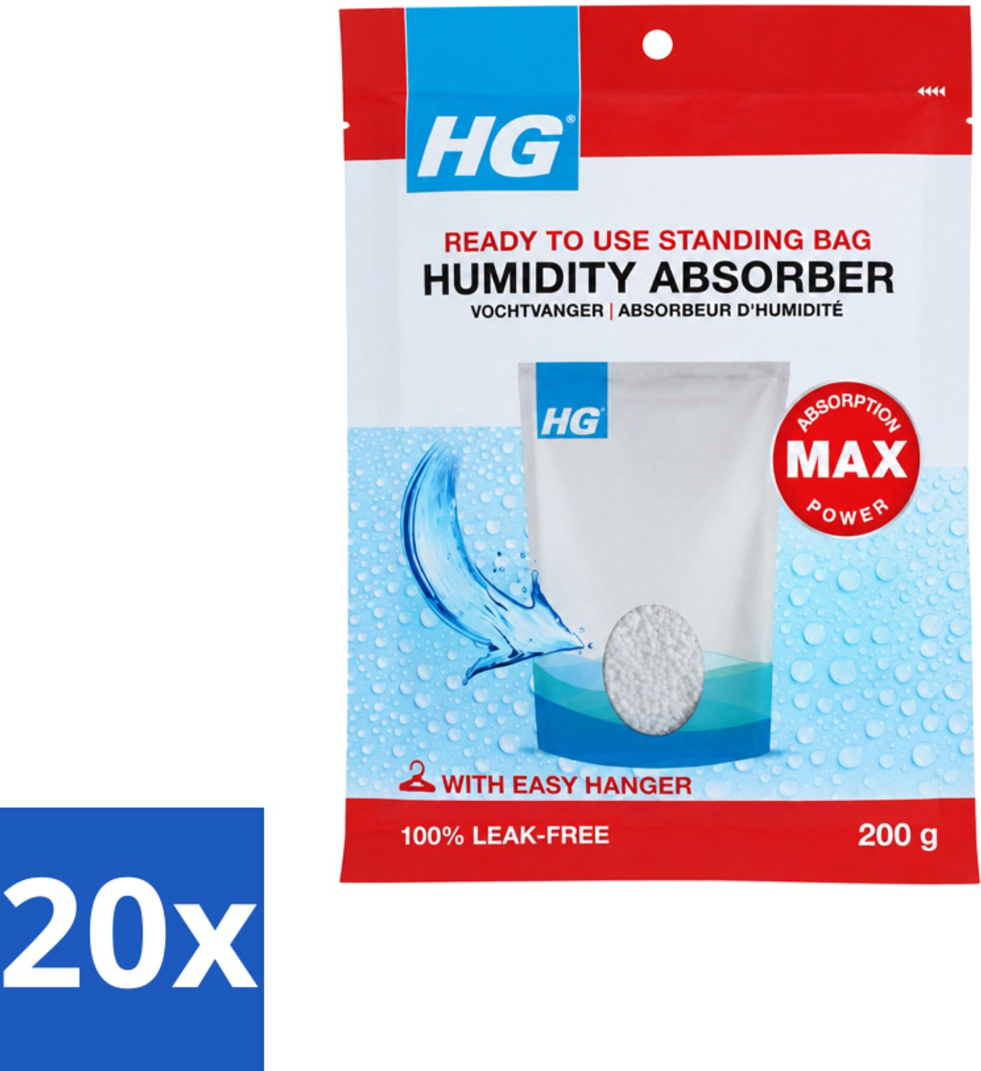 20 x HG - Vochtvanger - 200 g - Voordeelverpakking - 20 stuks