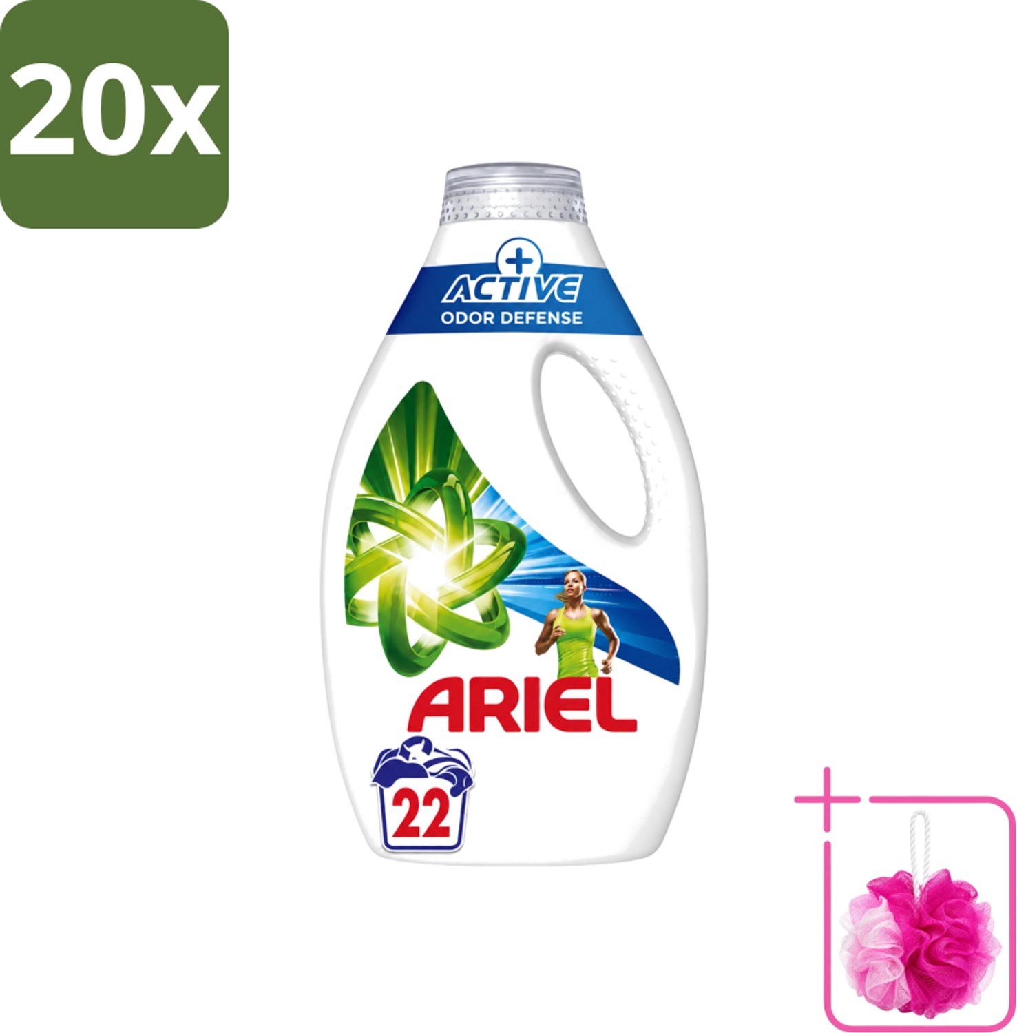 20 x Ariel – Vloeibaar Wasmiddel – Active Odor Defense – 990 ml – 22 wasbeurten - Bulkverpakking - Geurverwijdering was - Douchemop - Sportkleding wasmiddel