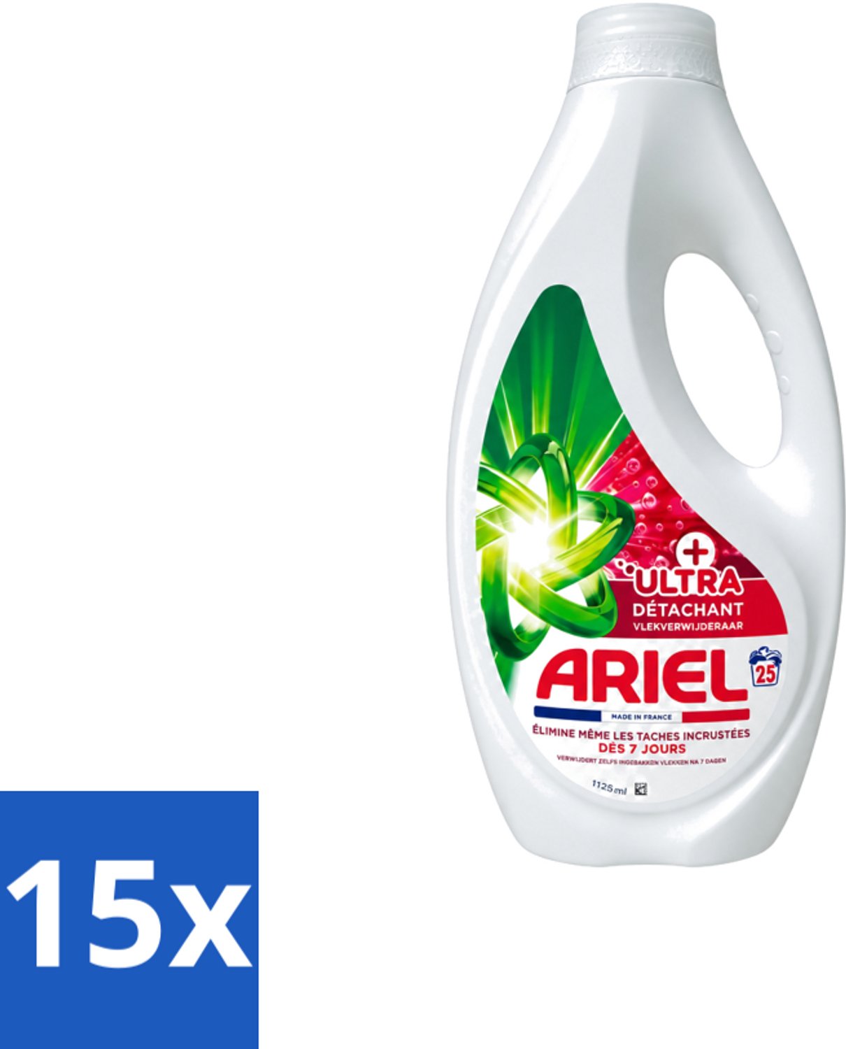 15 x Ariel – Vloeibaar Wasmiddel – Ultra Vlekverwijderaar – 1125 ml – 25 wasbeurten - Voordeelverpakking - 15 stuks