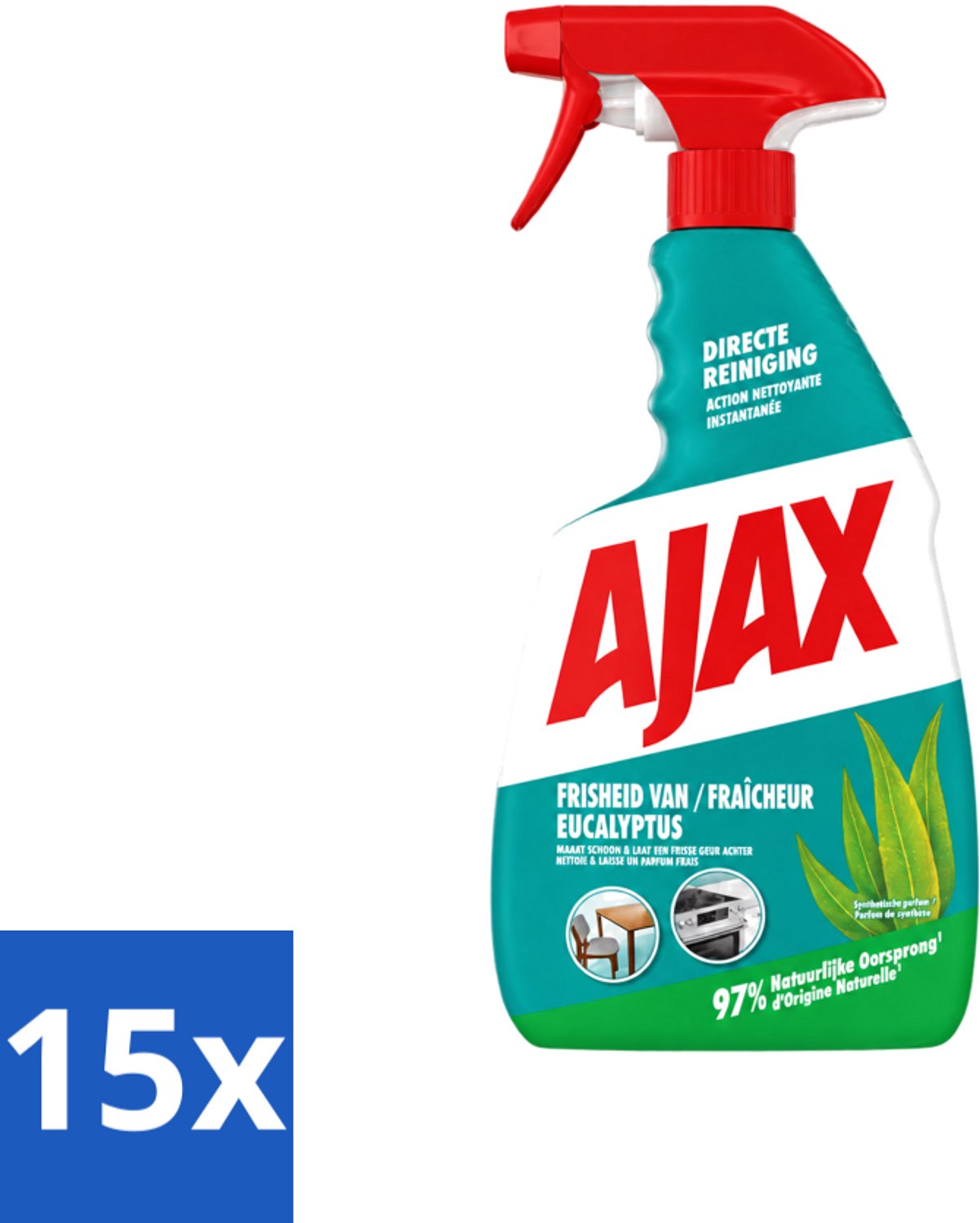 15 x Ajax – Multi-Purpose Spray – Eucalyptus – 750 ml - Voordeelverpakking - 15 stuks