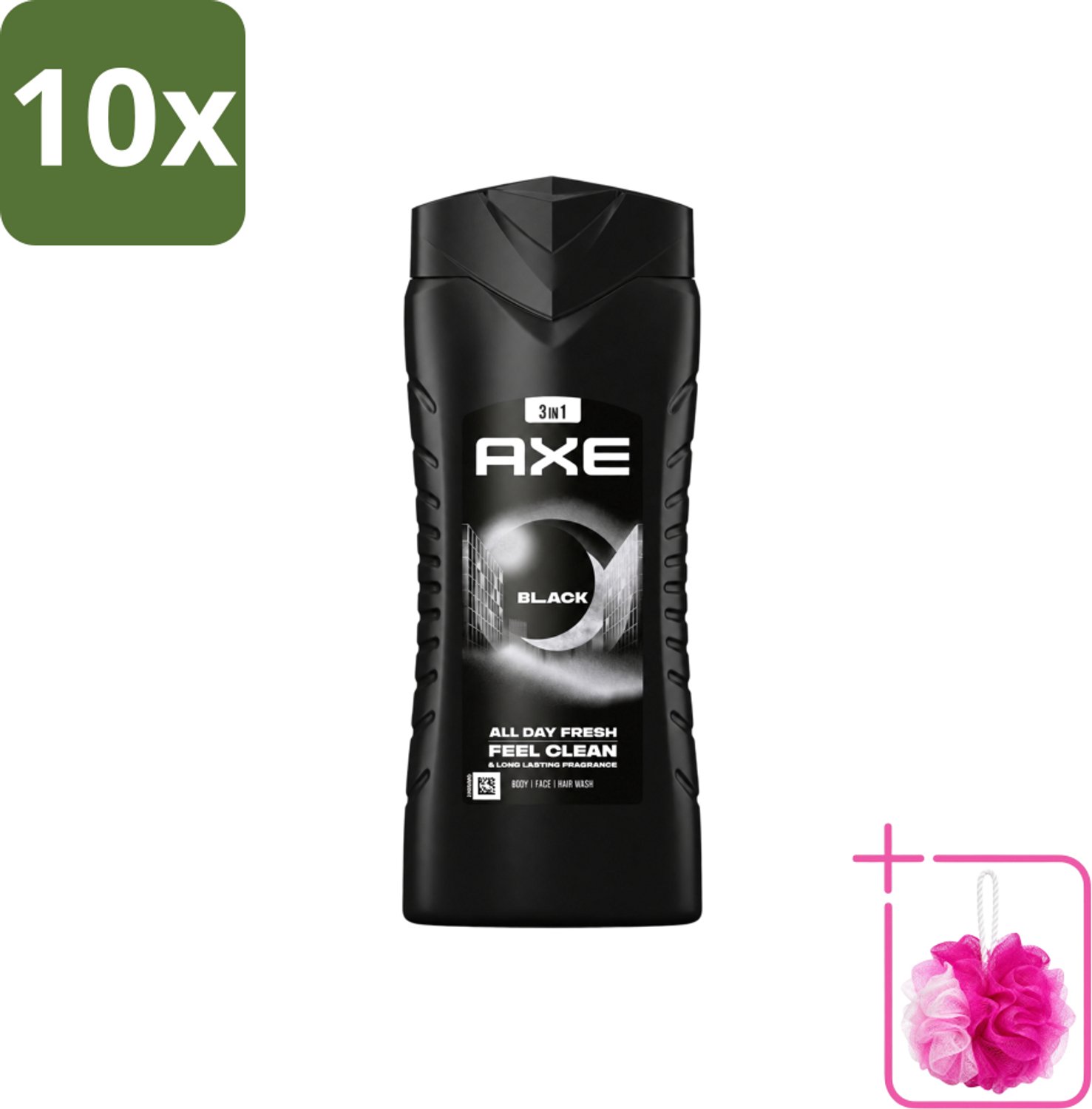 10 x Axe XL - 3-in-1 Douchegel - Black - Frozen Pear & Cedarwoord - 12hrs Long Lasting Scent - 400 ml - Bulkverpakking - Douchegel - Douchemop - Lichaam