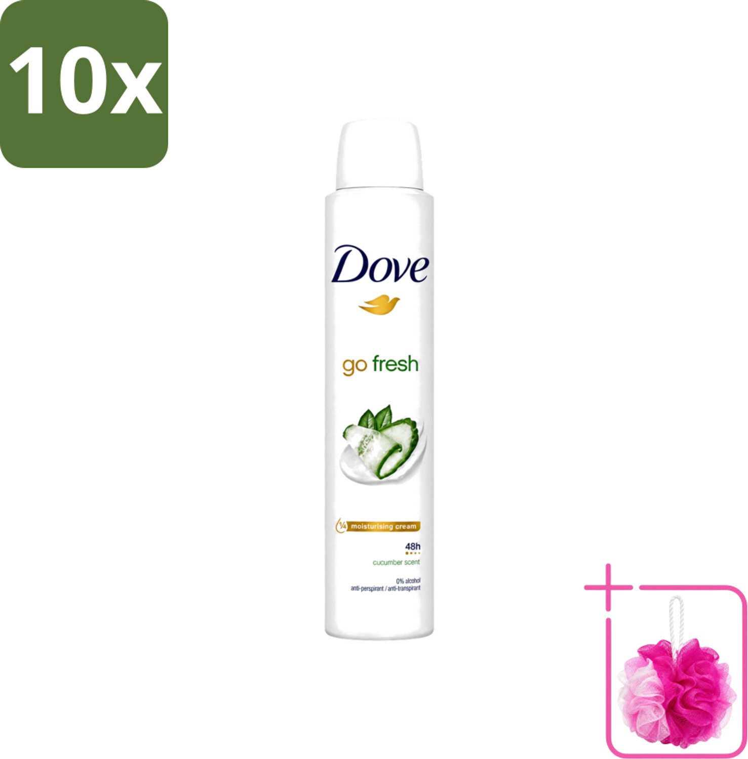 10 x Dove Go Fresh - Deospray - Groene Thee & Komkommer - 200 ml - Bulkverpakking - Dove Go Fresh Deospray Groene Thee & Komkommer - Douchemop - Frisheid