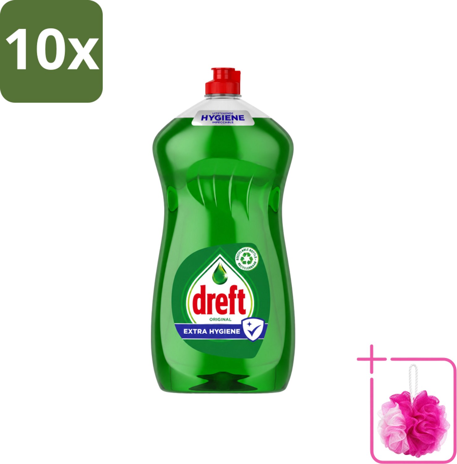 10 x Dreft Original - Vloeibaar Afwasmiddel - Extra Hygiëne - 1.2 L - Bulkverpakking - Afwasmiddel vaat - Douchemop - Hygiëne vaat