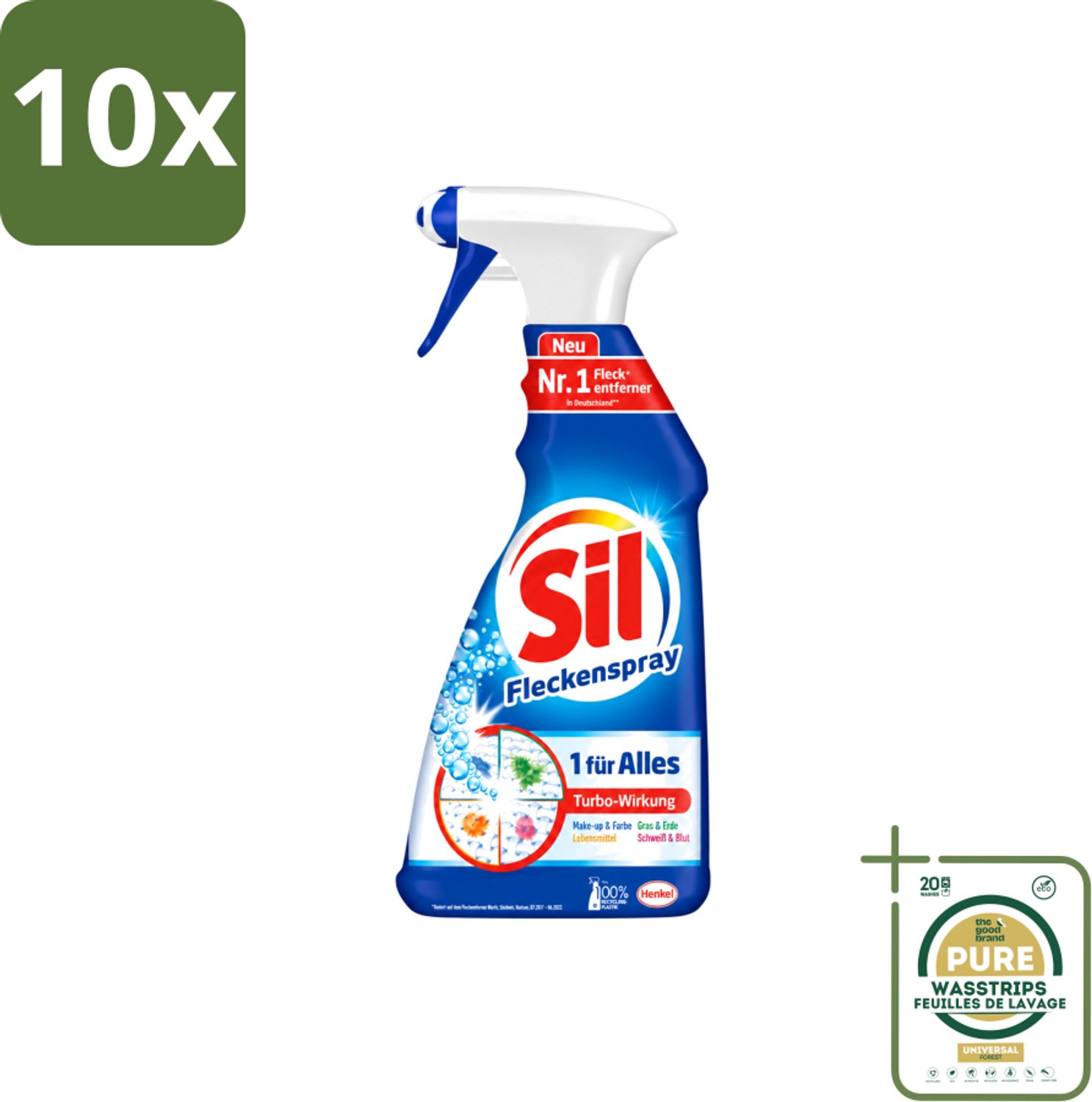 10 x Sil - Vlekverwijderaar - Spray - 500 ml - Wasstrips - Vlekverwijderaar - Wasmiddel - Stofverwijderaar - Vlekken Verwijderen - Wasmachine