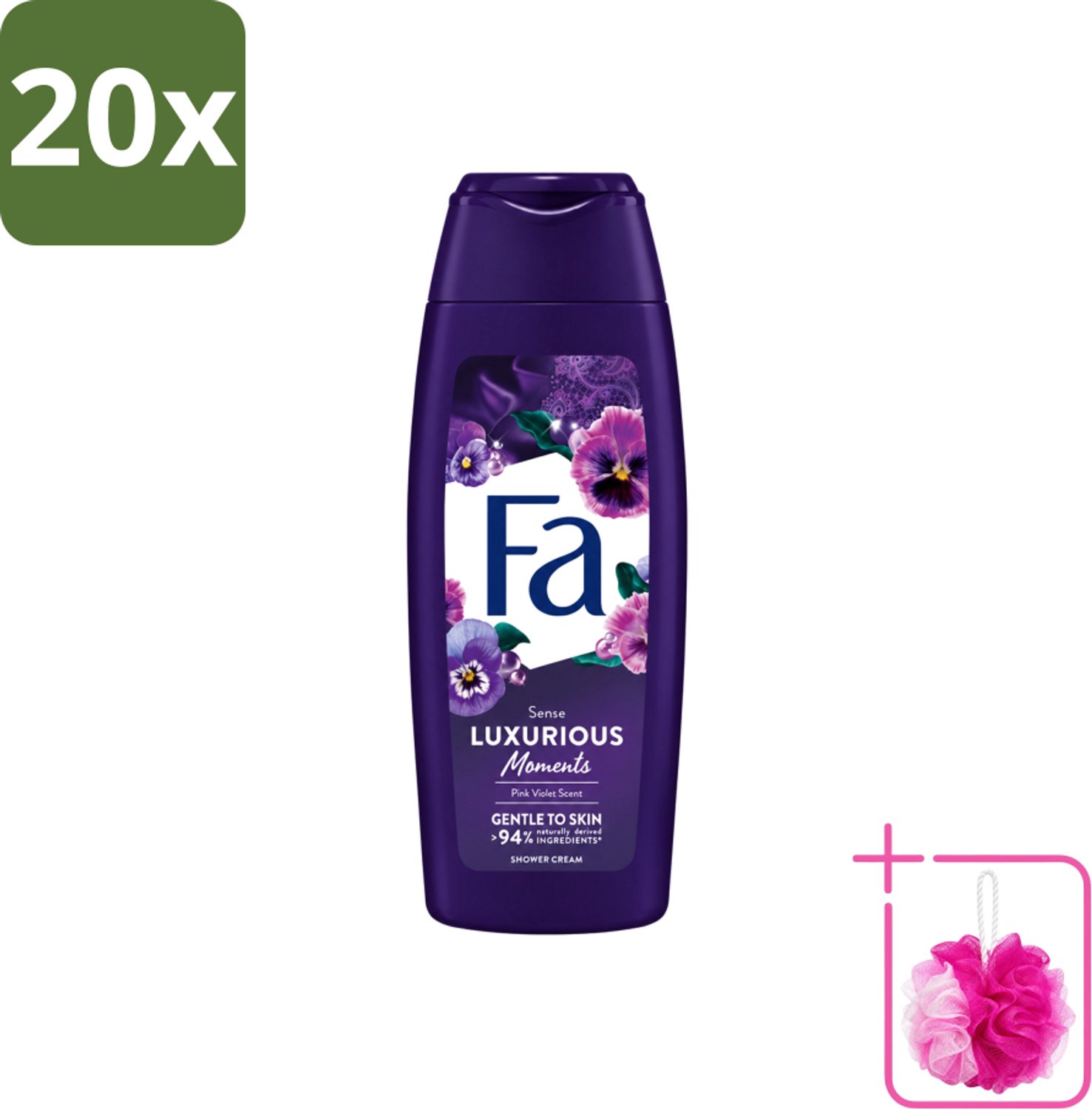 20 x Fa - Luxurious Moments - Douchecrème - Roze Viooltjes - 250 ml - Bulkverpakking - Douchecrème - Douchemop - Roze viooltjes