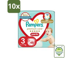 10 x Pampers – Luierbroekjes – Premium Care Pants Maat 3 – 48 Luiers - Grootverpakking - Vaatwasstrips - Luier - Luierbroek - Luier Voor Baby - Luier Voor Kind - Droge Billetjes