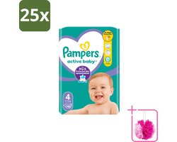25 x Pampers – Luiers – Active Baby Maat 4 – 46 Luiers - Bulkverpakking - Baby luier - Douchemop - Baby droog