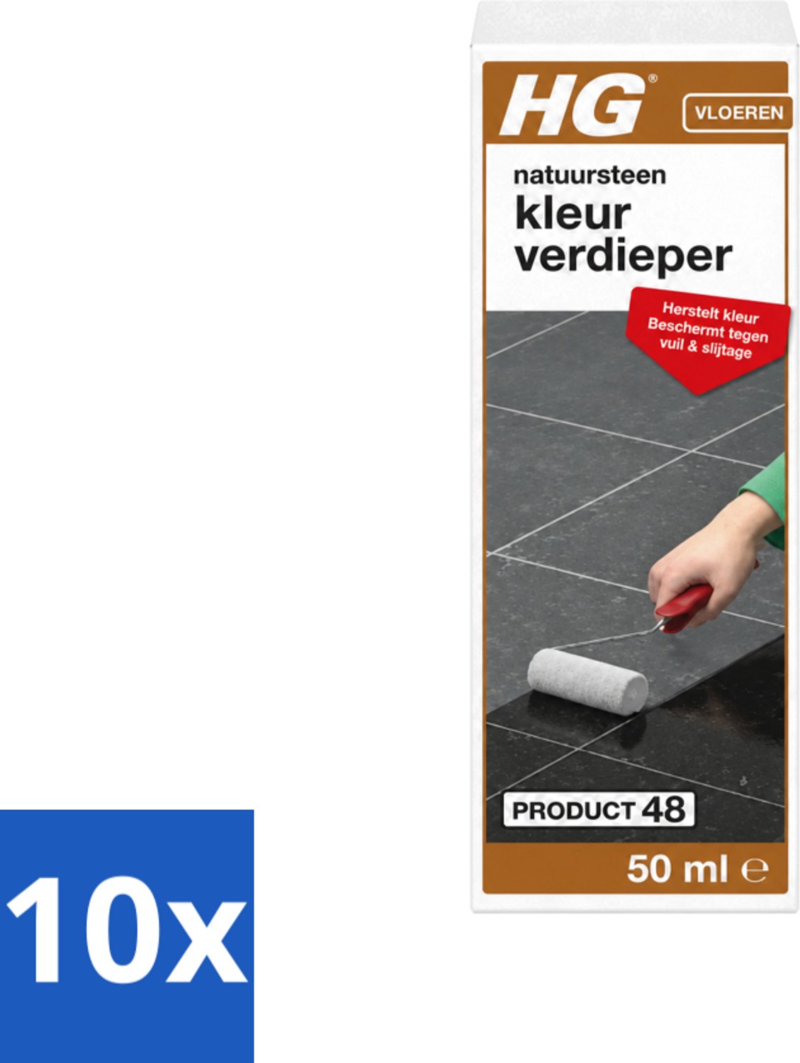 10 x HG - Natuursteen Kleurverdieper - Herstelt Kleur - Beschermt Tegen Vuil & Slijtage - 50 ml - Voordeelverpakking - 10 stuks