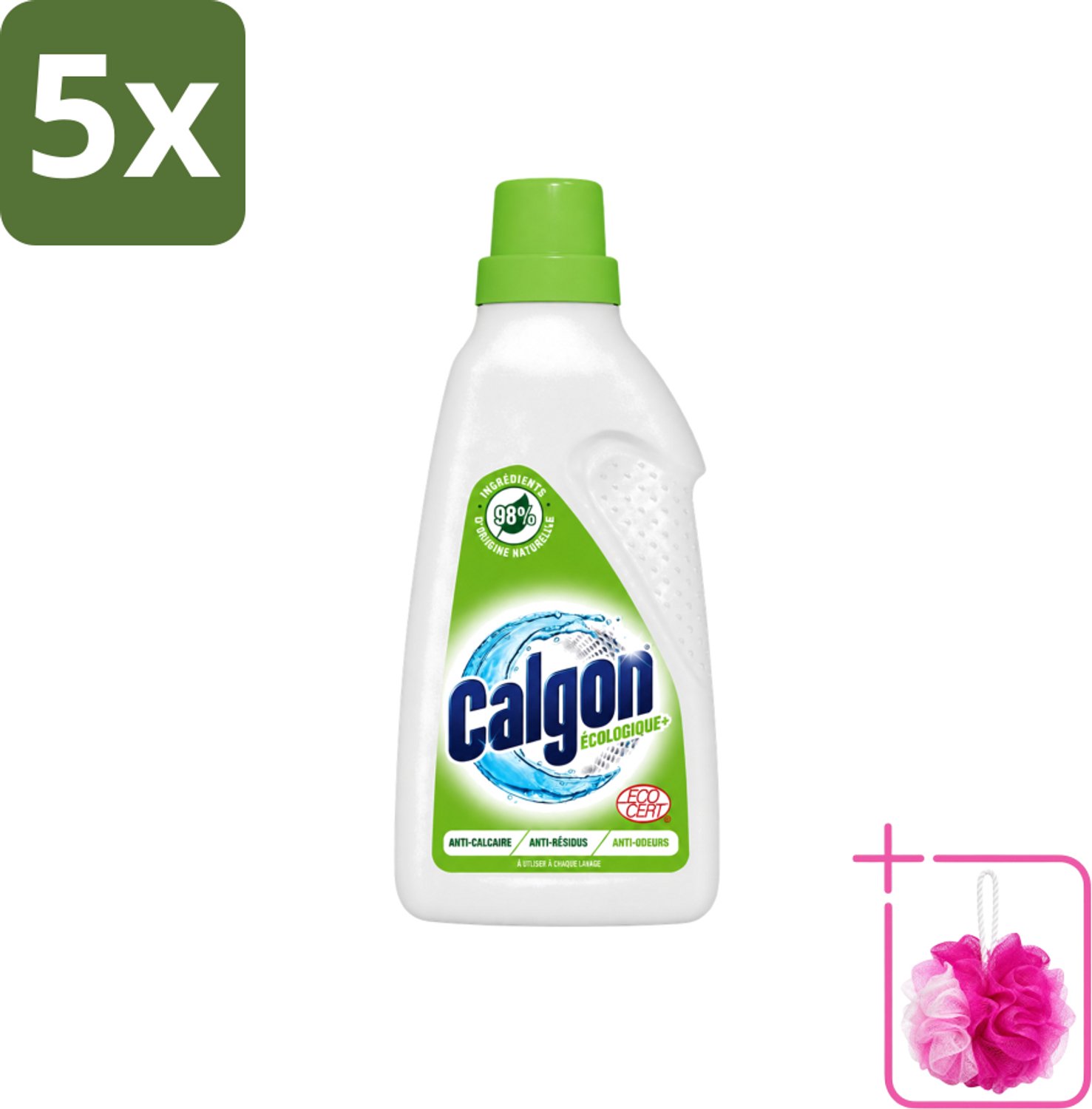 5 x Calgon - Wasmachinereiniger - Gel - Ecologisch - Tegen Kalkaanslag / Wasmiddelresten / Geuren - 750ml - 15 Wasbeurten - Bulkverpakking - Wasmachine reinigen - Douchemop - Kalkaanslag voorkomen