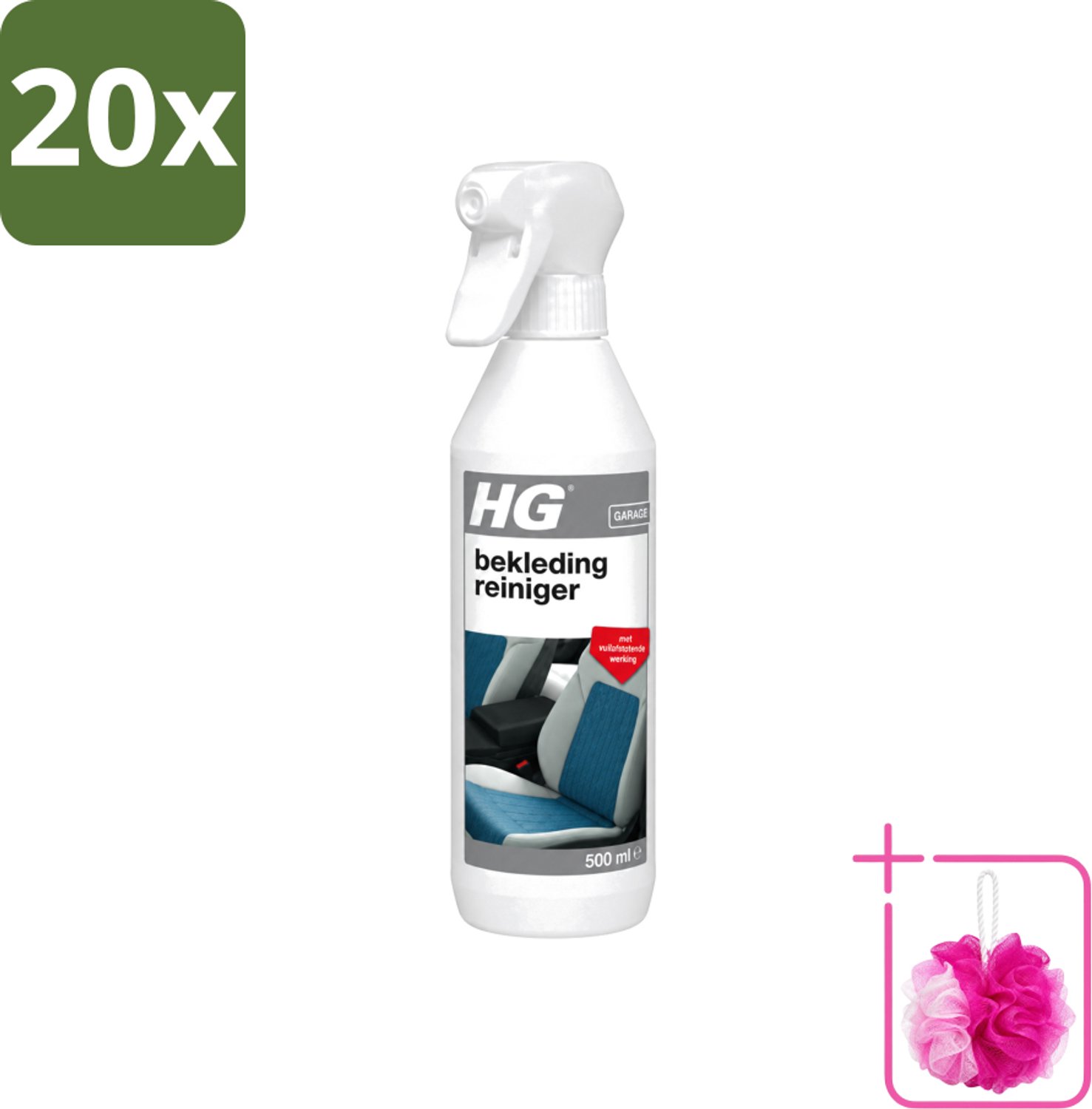20 x HG - Garage - Bekledingreiniger - Met Vuilafstotende Werking - 500 ml - Bulkverpakking - Bekleding reinigen - Douchemop - Vlekken verwijderen