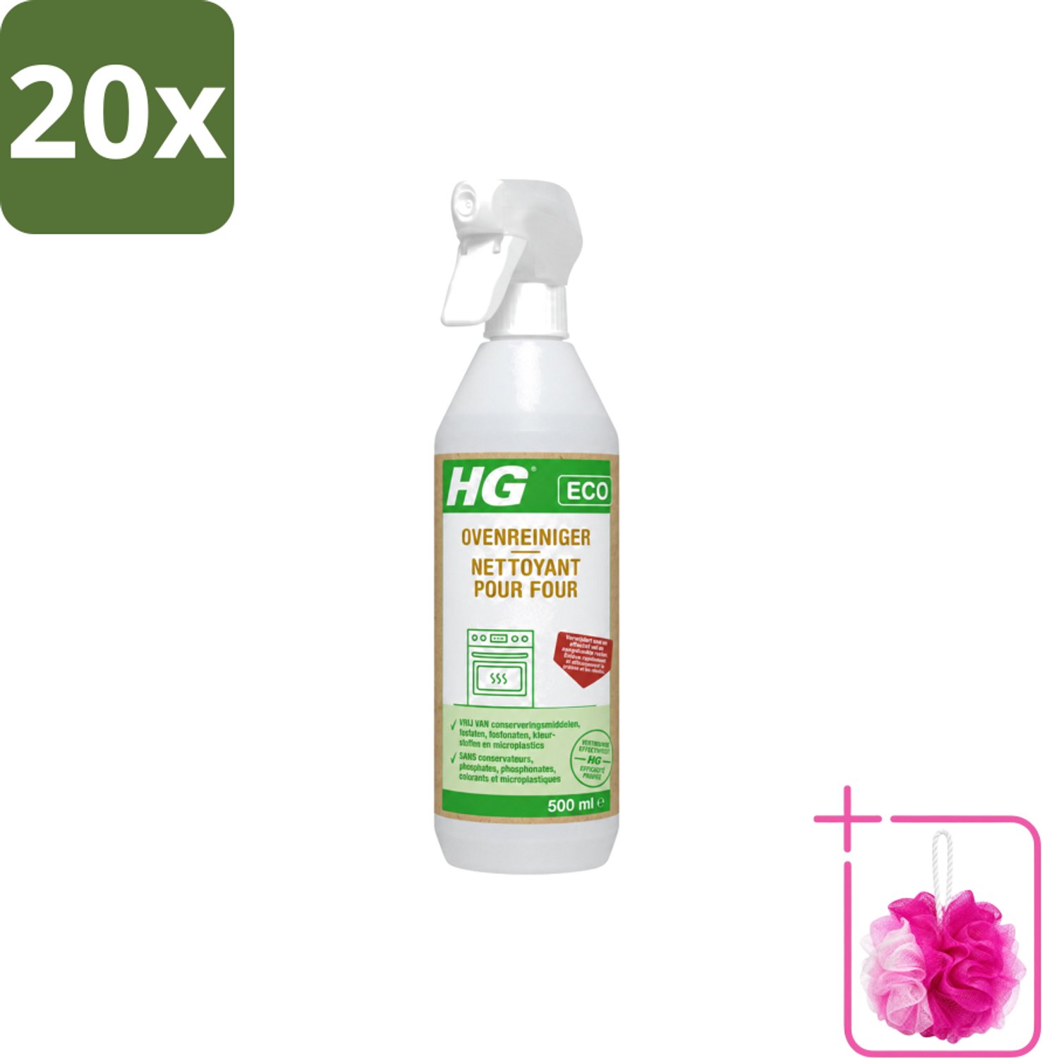 20 x HG ECO - Ovenreiniger - Verwijdert Snel & Effectief - Duurzaam & Ecologisch - 500 ml - Bulkverpakking - Oven reinigen - Douchemop - Vet verwijderen