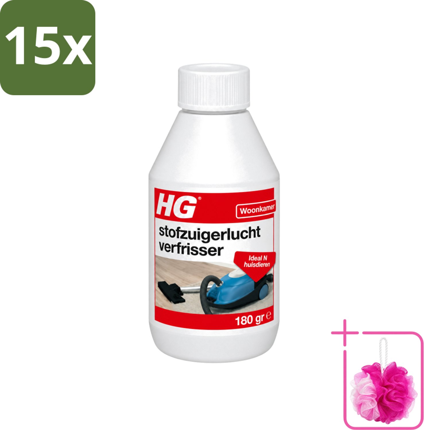 15 x HG - Stofzuigerlucht Verfrisser - Frisse Geur tijdens Stofzuigen - 180 g - Bulkverpakking - Stofzuiger geur - Douchemop - Stofzuiger lucht verfrisser