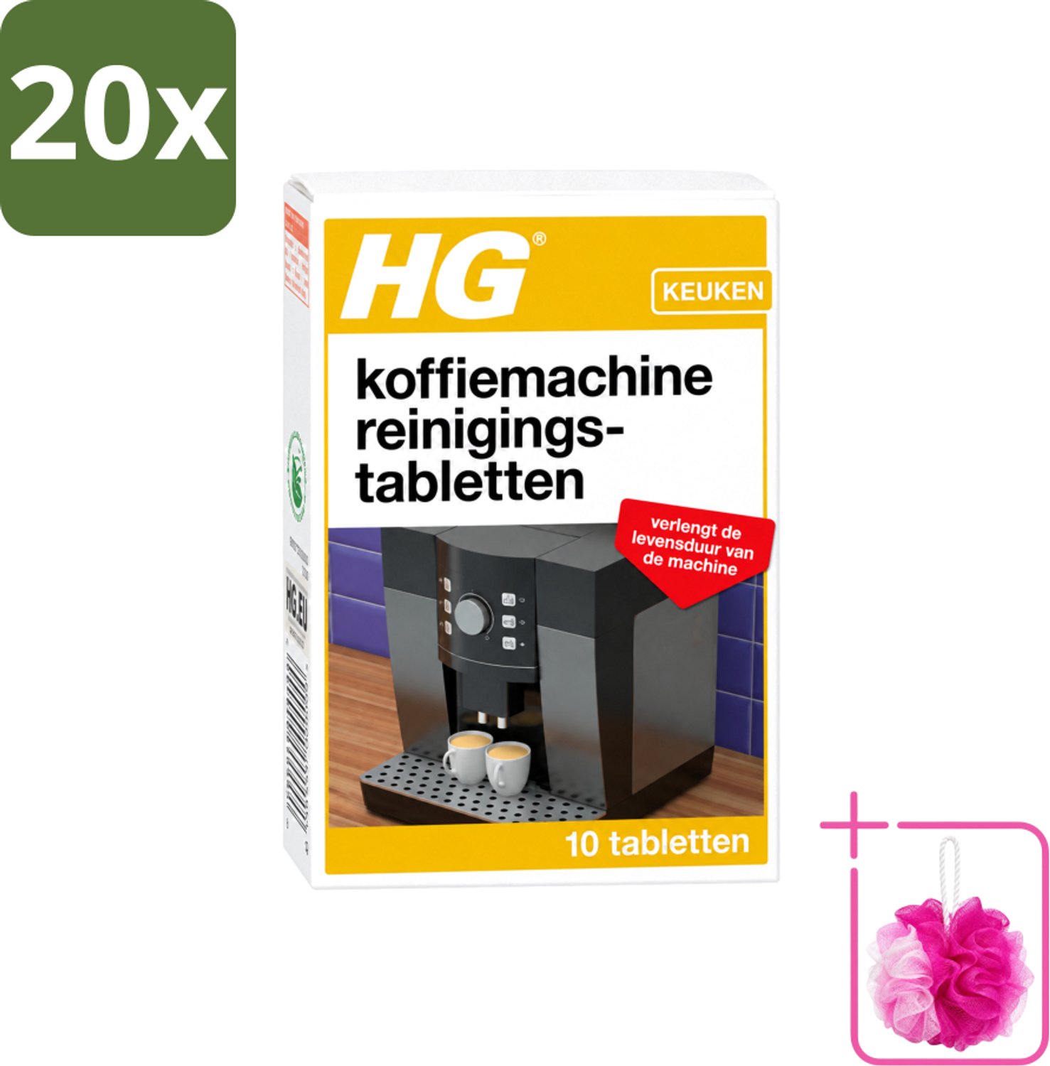 20 x HG - Koffiemachine Reinigingstabletten - Verlengt Levensduur Machine - 10 Tabletten - Bulkverpakking - Koffiemachine reinigen - Douchemop - Koffiemachine ontkalken