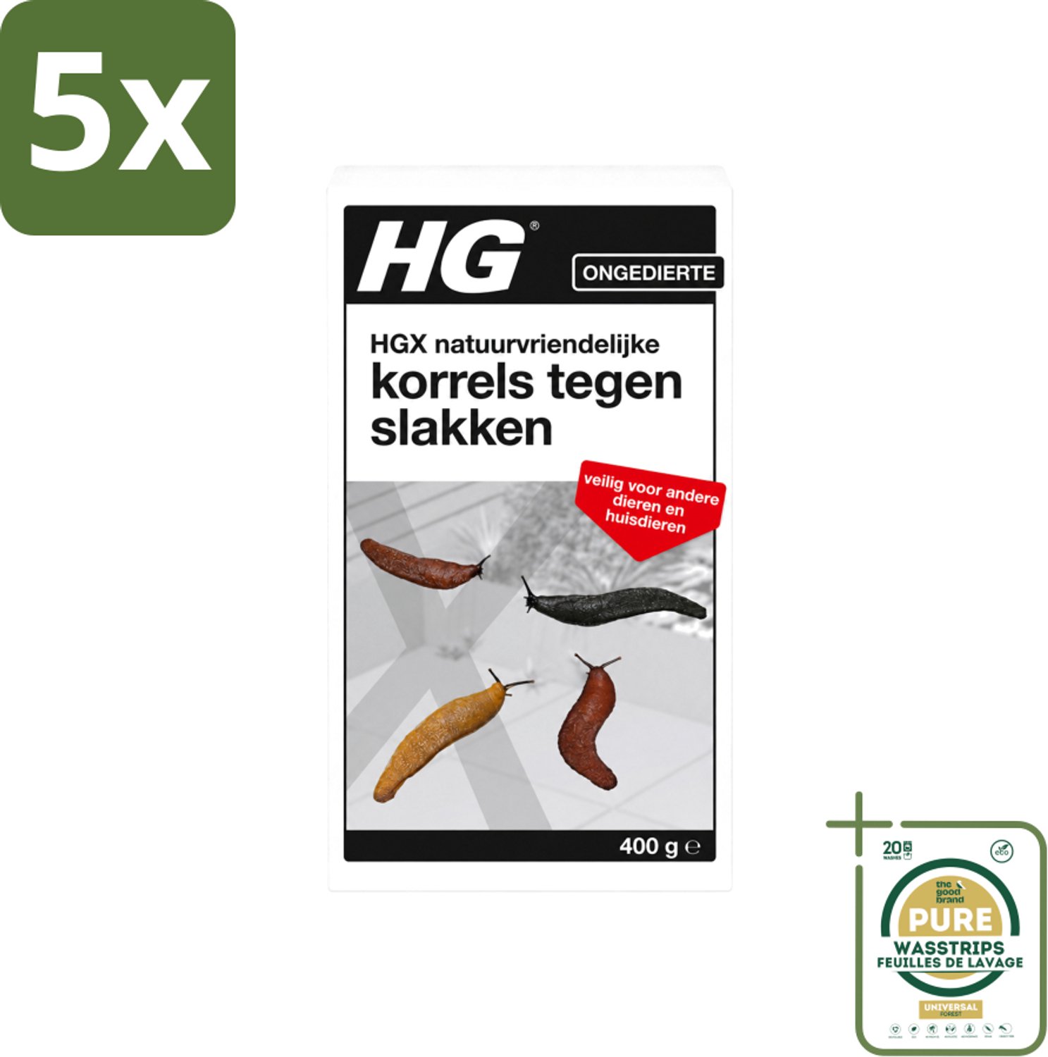 5 x HG X - Natuurvriendelijke Korrels tegen Slakken - Effectieve Bestrijding - 400 g - Wasstrips - Slakkenbestrijding - Natuurlijke Korrels - Slakkenbestrijding Tuin - Diervriendelijke Bestrijding - Slakkenbestrijding Zonder Chemicaliën