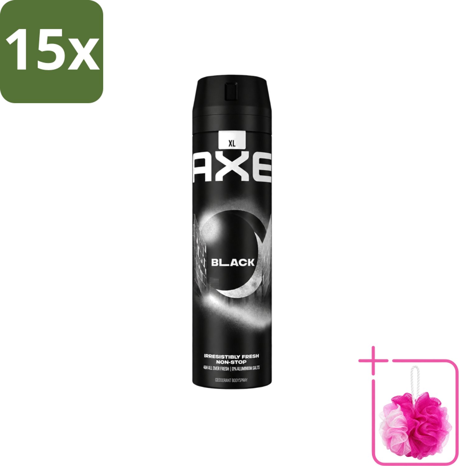15 x Axe XL - Deodorant Bodyspray - 48hrs Fresh - Black - Frozen Pear & Cedarwood - 200 ml - Bulkverpakking - Deodorant - Douchemop - Lichaamsgeur