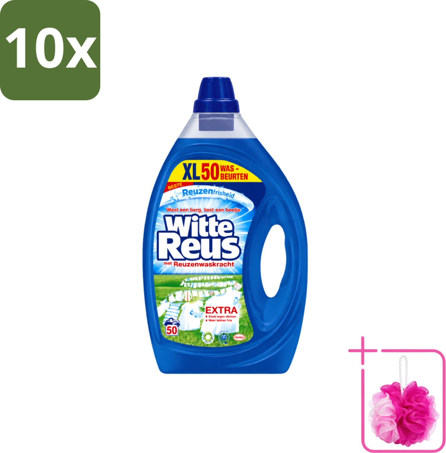 10 x Witte Reus - Vloeibaar Wasmiddel - 50 Wasbeurten - Bulkverpakking - Wasmiddel - Douchemop - Vloeibaar wasmiddel