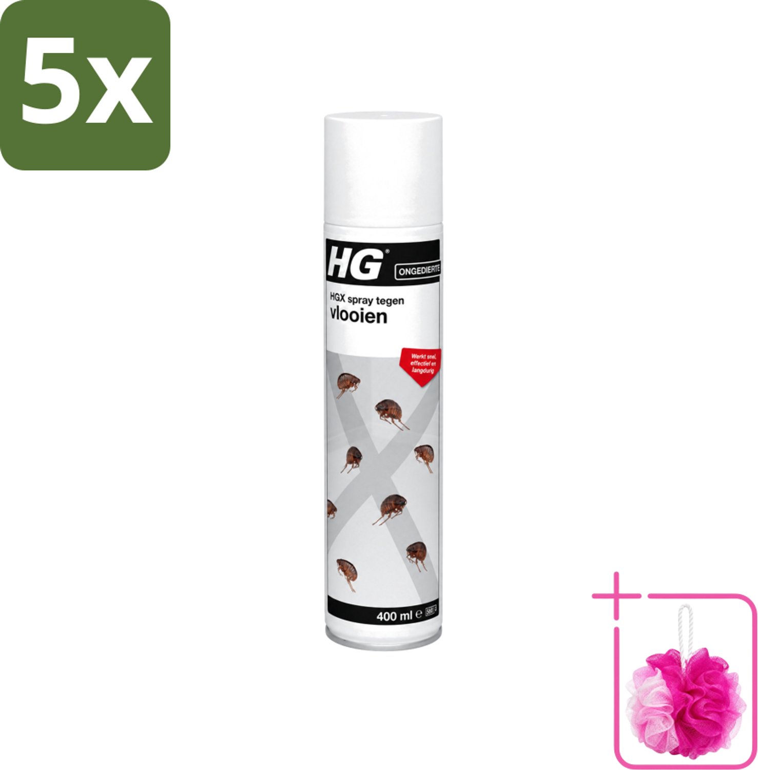 5 x HG X - Anti Vlooien Spray - Effectieve Bestrijding - 400 ml - Bulkverpakking - Vlooienbestrijding - Douchemop - Vlooienverwijdering