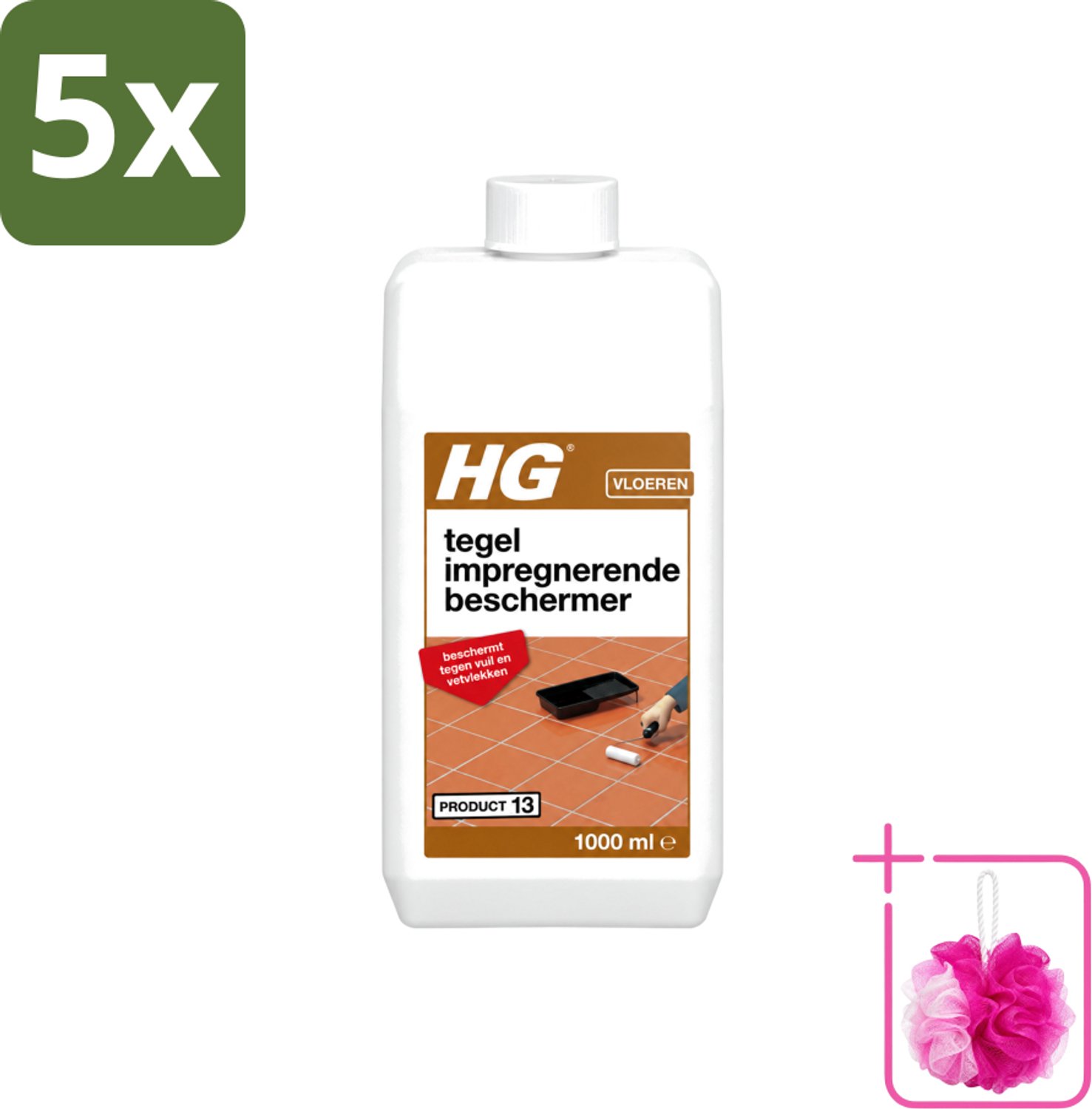 5 x HG - Vloeren - Tegel Impregnerende Beschermer - Beschermt Tegen Vuil & Vetvlekken - 1L - Bulkverpakking - Tegelbeschermer - Douchemop - Vuilvrij