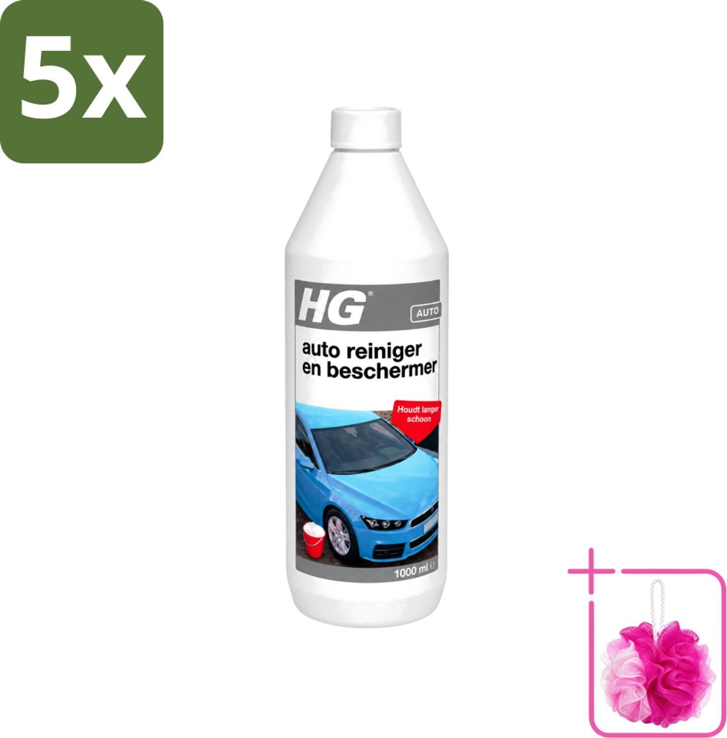 5 x HG - Autoreiniger & Beschermer - Houdt Langer Schoon - 50 tot 60 Wasbeurten - 1L - Bulkverpakking - Autoreiniger - Douchemop - Autobeschermer