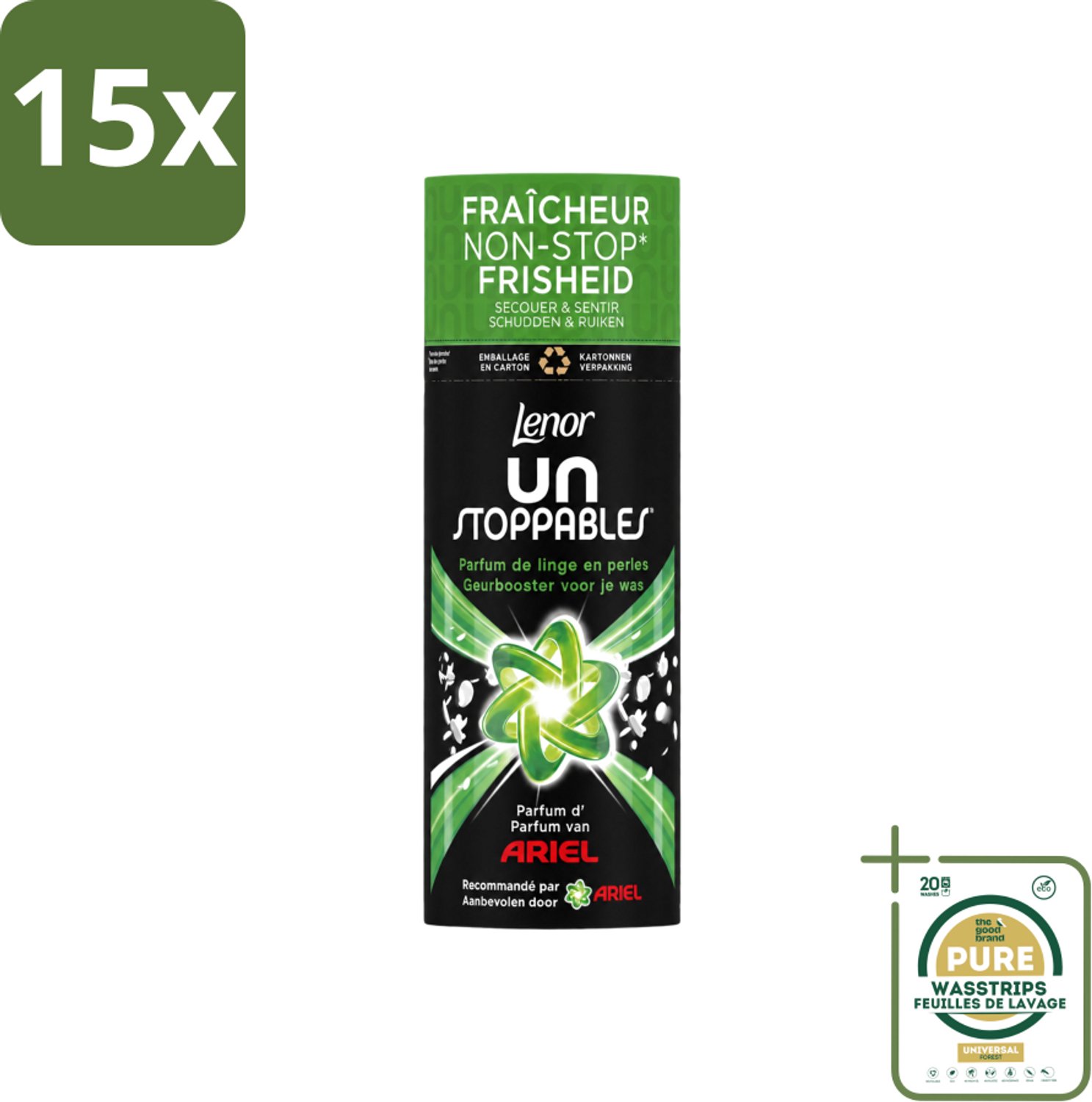 15 x Lenor Unstoppables – Geurbooster – Ariel – 13 Wasbeurten – 165 g - Wasstrips - Geurbooster Was - Frisse Geur Was - Wasgeur - Wasgeur Boost - Geurparfum Was