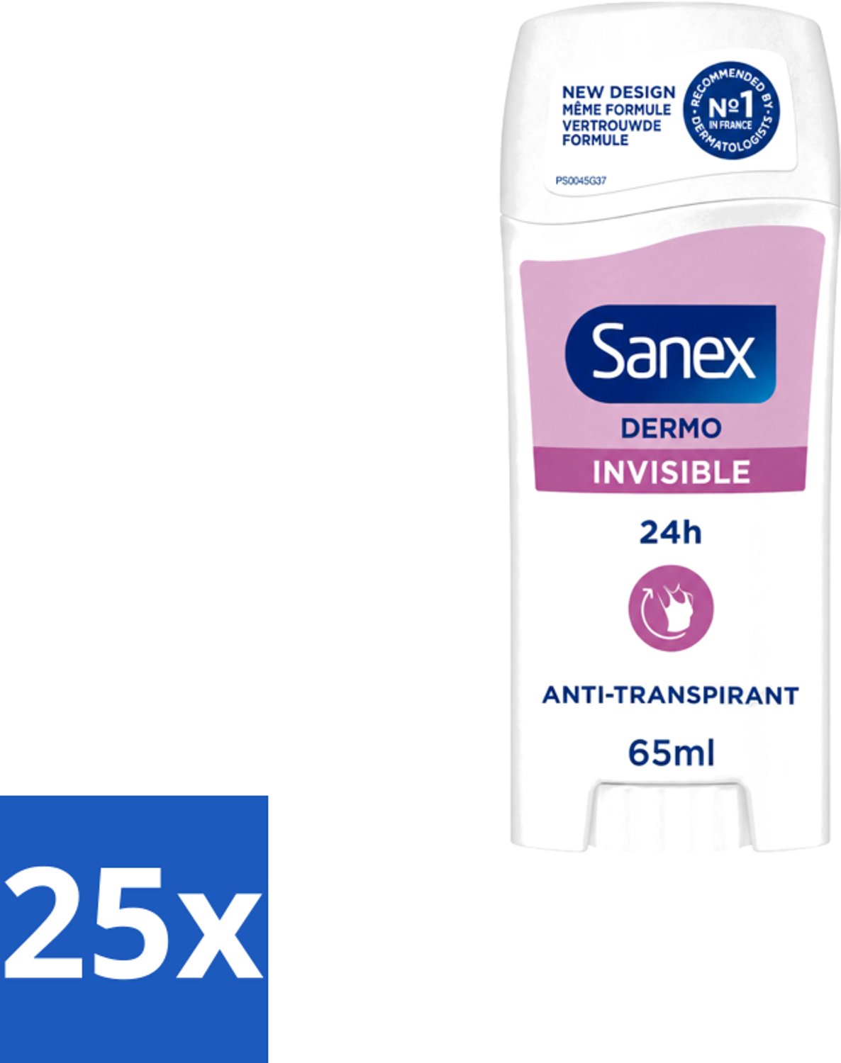 25 x Sanex – Deodorant Stick – Dermo Invisible – 65 ml - Voordeelverpakking - 25 stuks