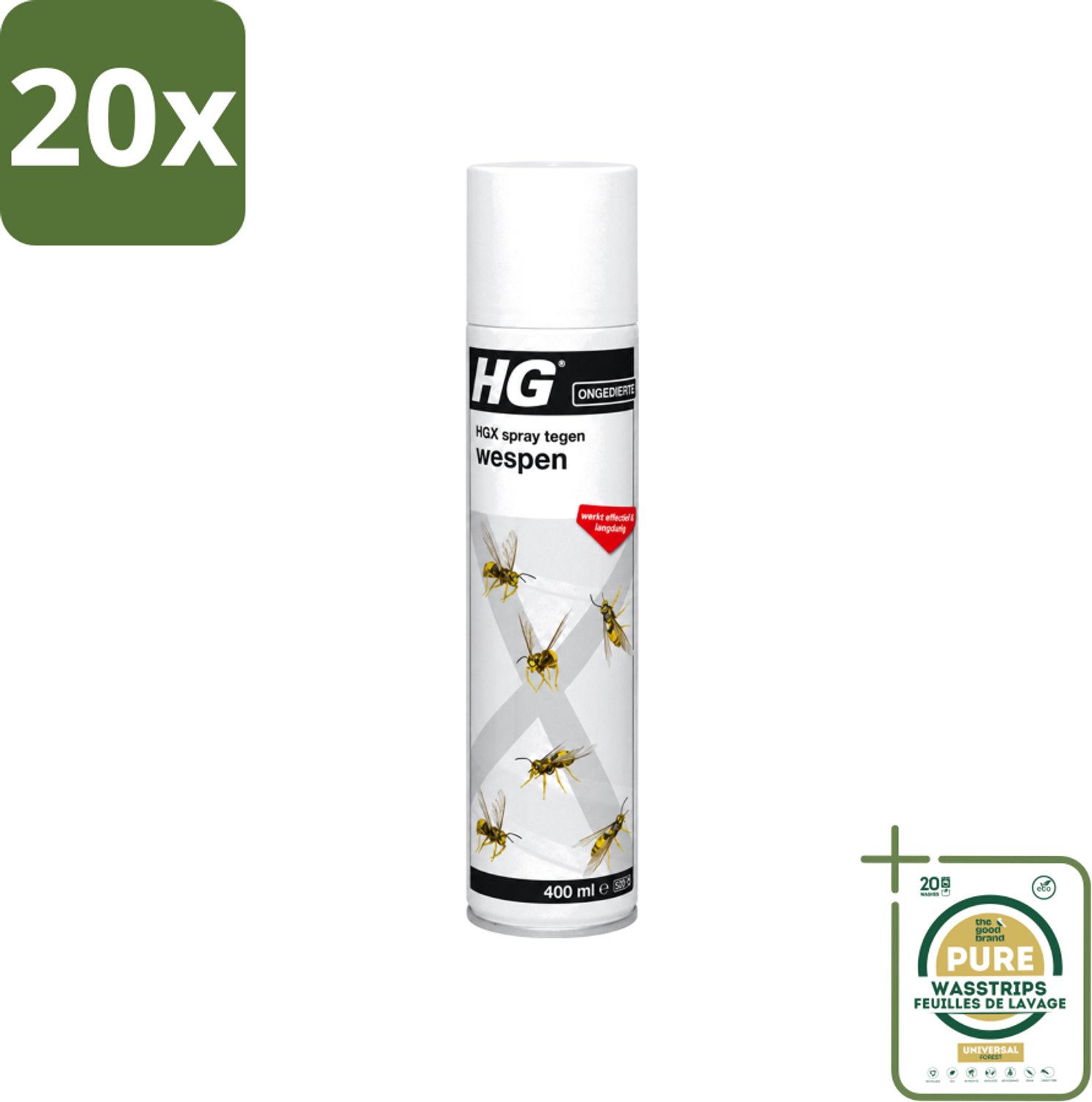 20 x HG X - Spray Tegen Wespen - Effectief & Langdurig - 400 ml - Wasstrips - Wespenbestrijding - Wespenbestrijding Spray - Wespennest Bestrijding - Wespenbestrijding Binnenhuis - Wespenbestrijding Buitenhuis