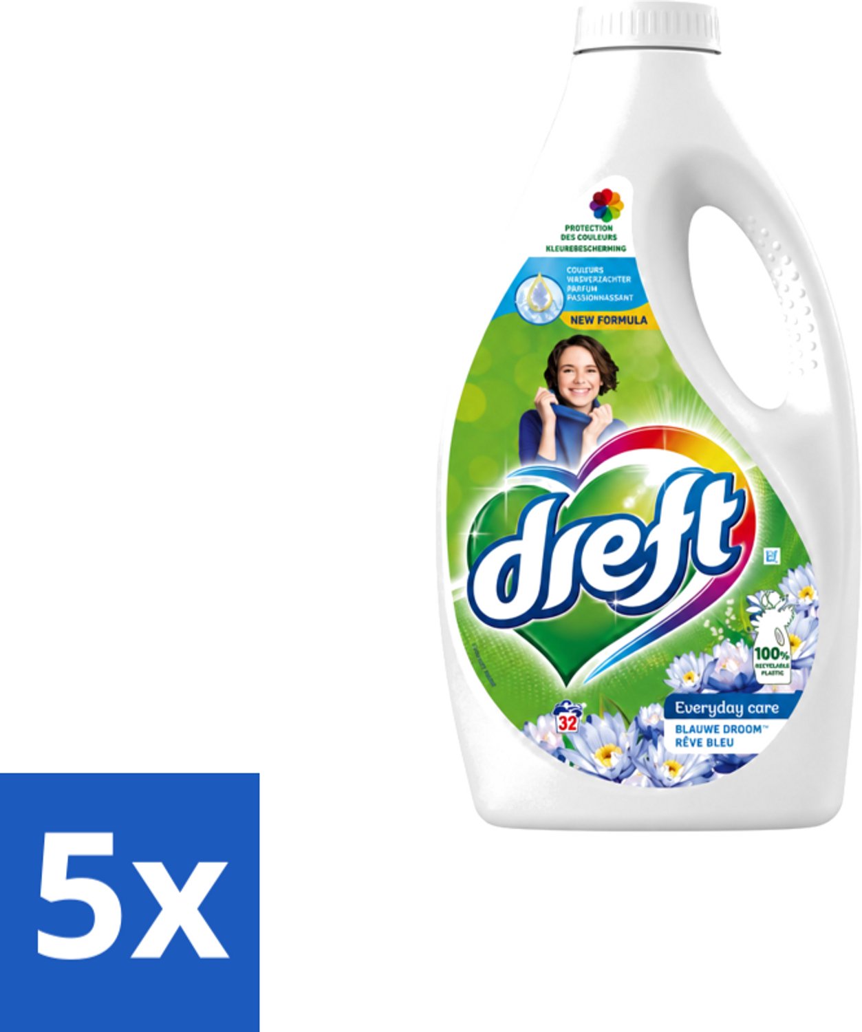 5 x Dreft – Vloeibaar Wasmiddel – Blue Dream – 32 Wasbeurten - Voordeelverpakking - 5 stuks